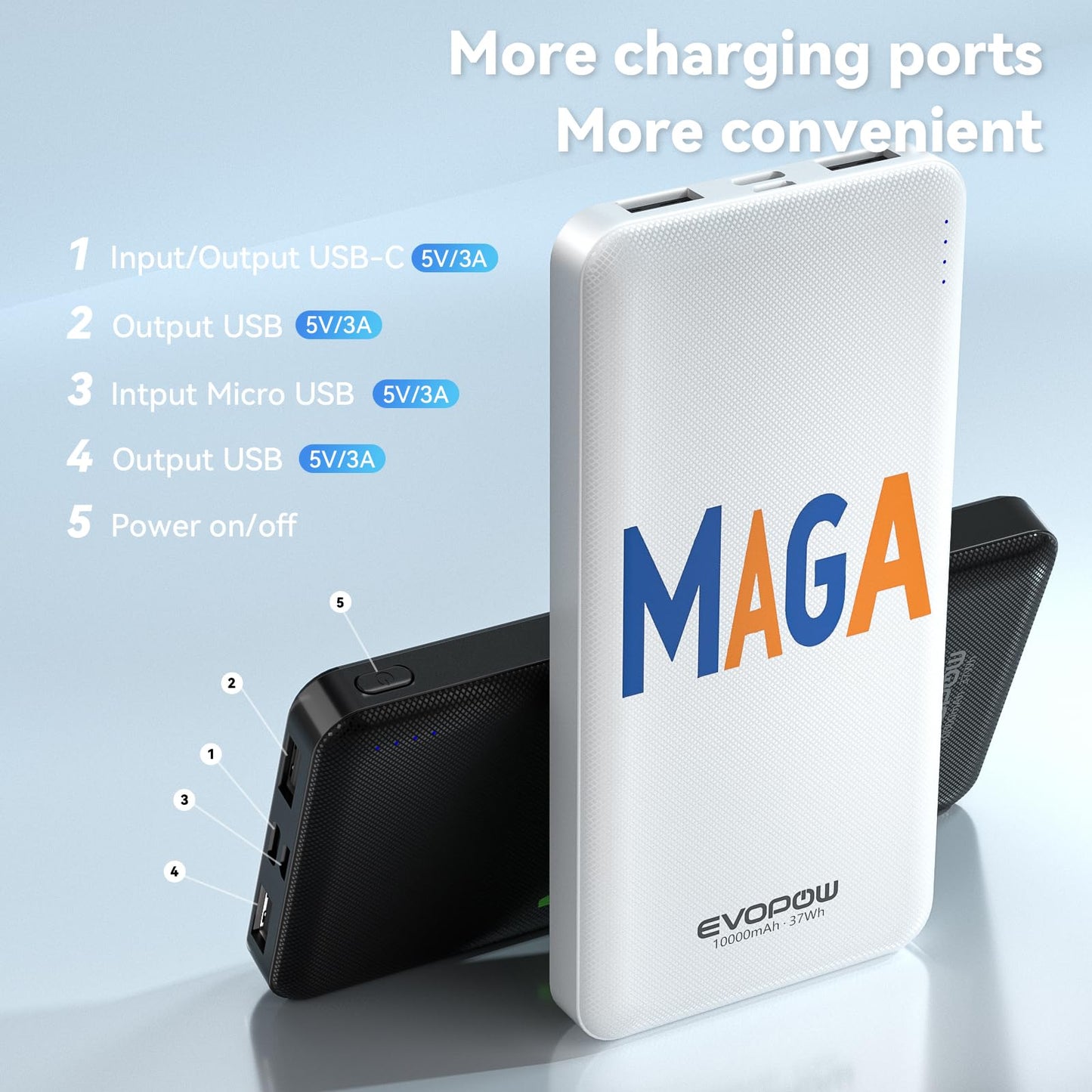 2-Pack Portable Charger, Slimmer 10000mAh 15W Power Bank, USB C in&Out Fast Charging Battery Pack, External Portable Power Bank for iPhone 16 15 14 13 12 iPad Airpods Samsung S23 S22 Pixel etc