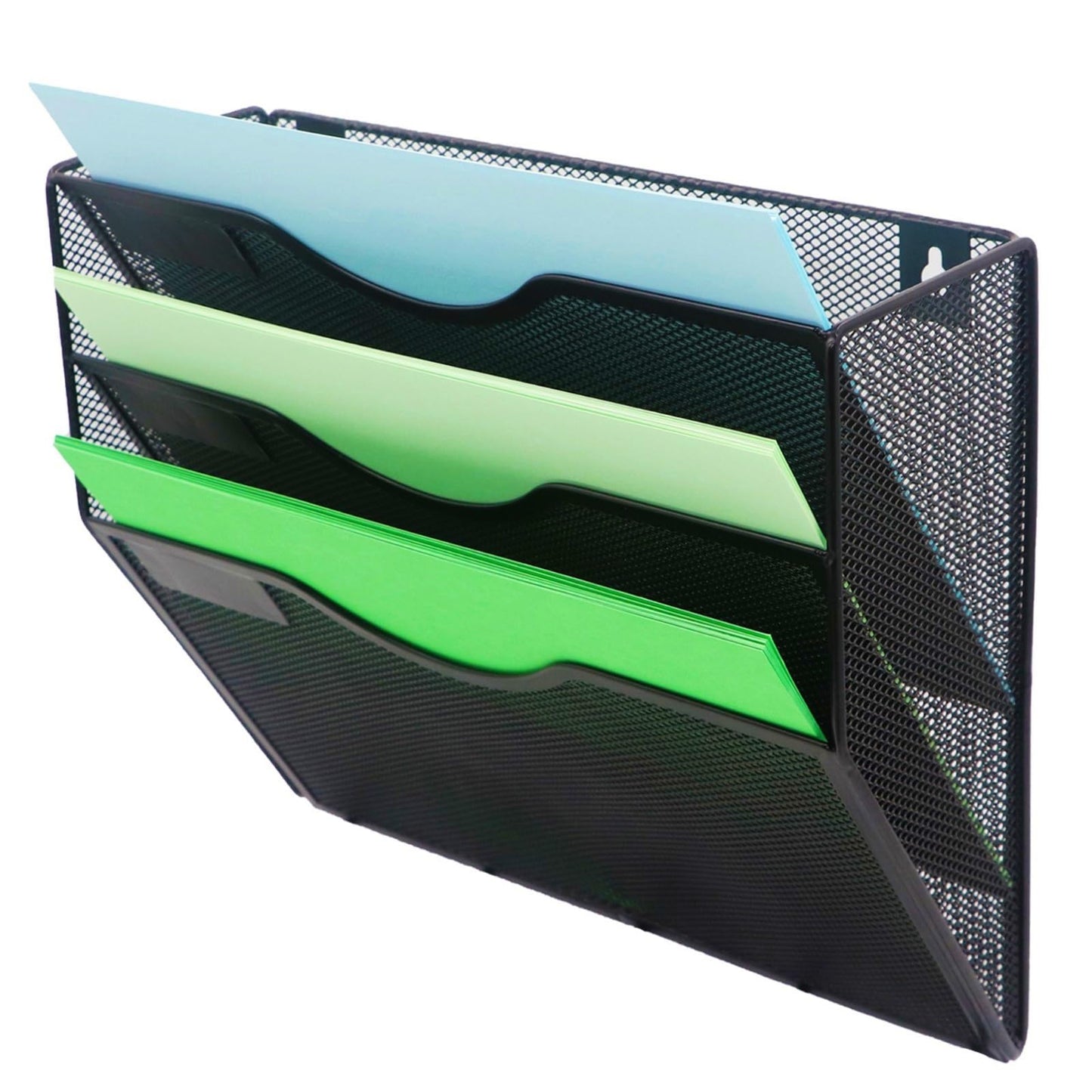 Kuntine.B 5 Pocket Wall File Holder Organizer Office Hanging Magazine Holder Wall File Organizer for Office Home (Black, 5 Tier)