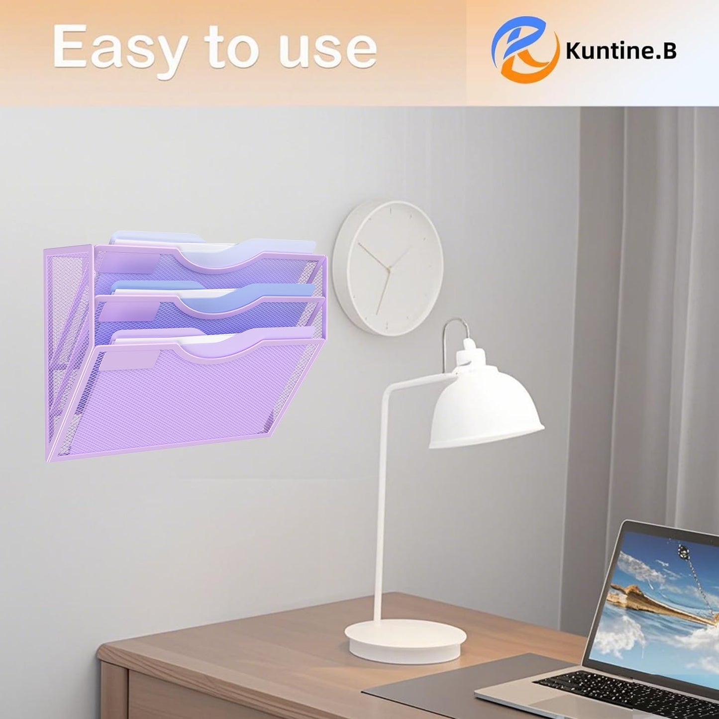 Kuntine.B 5 Pocket Wall File Holder Organizer Office Hanging Magazine Holder Wall File Organizer for Office Home (Black, 5 Tier)