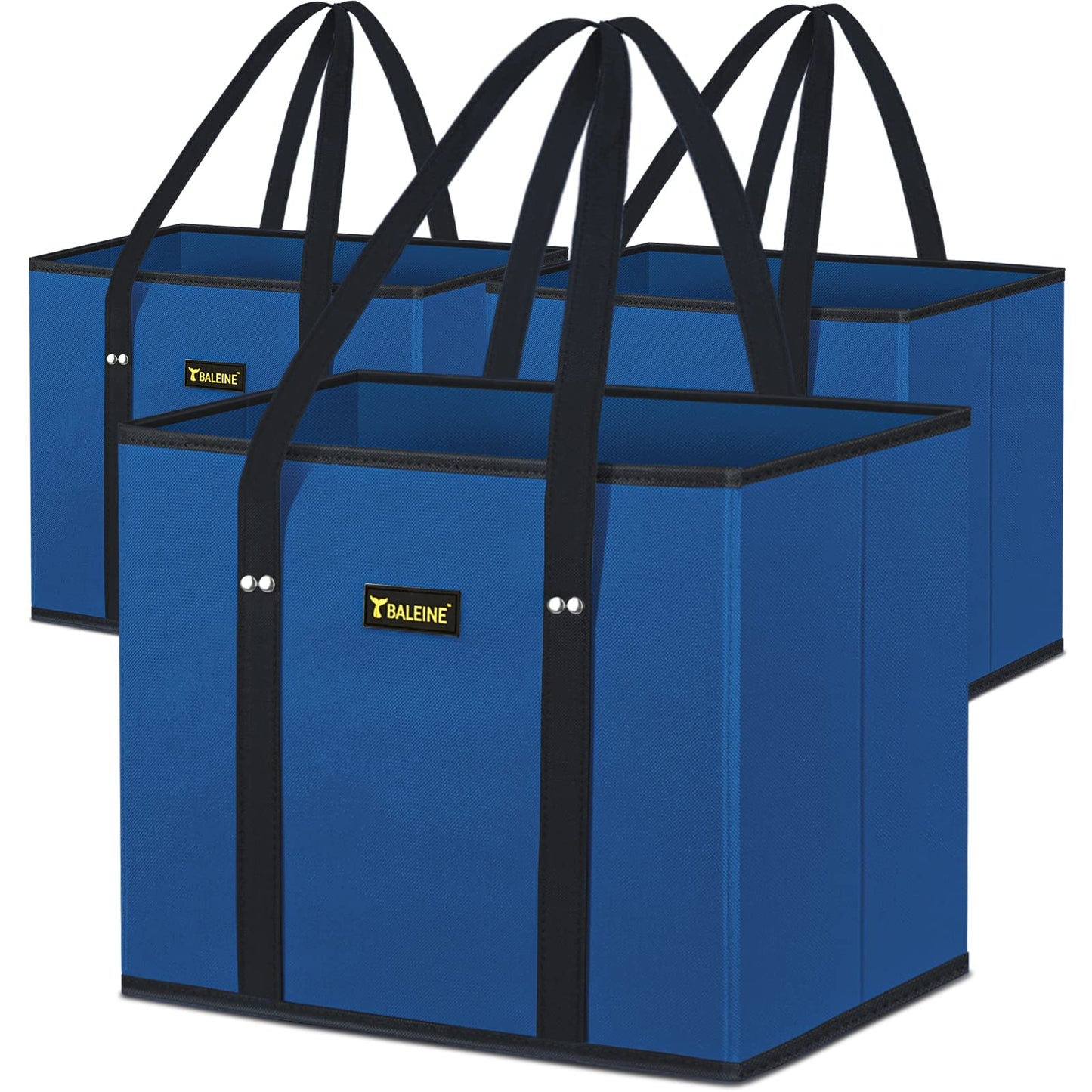 BALEINE 3Pk Reusable Grocery Bags, Foldable Shopping Bags for Groceries with Reinforced Bottom & Handles (Antique Foliage)