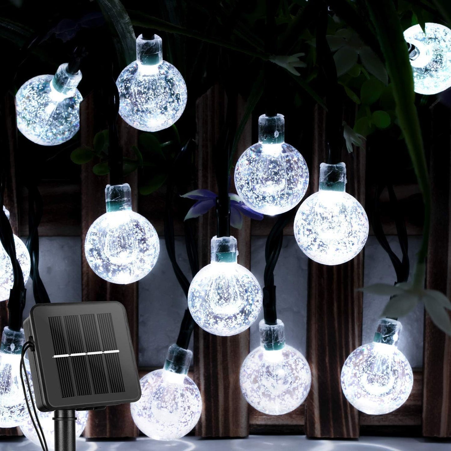 Solar String Lights, Small Crystal Ball ，Outdoor String Light 60 LED 40ft 8 Lighting Modes Waterproof Solar Powered Patio Solar Light for Garden Yard Porch Wedding Party Decor (Warm White)