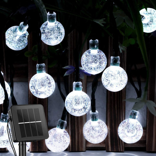 Solar String Lights, Small Crystal Ball ，Outdoor String Light 60 LED 40ft 8 Lighting Modes Waterproof Solar Powered Patio Solar Light for Garden Yard Porch Wedding Party Decor (Warm White)