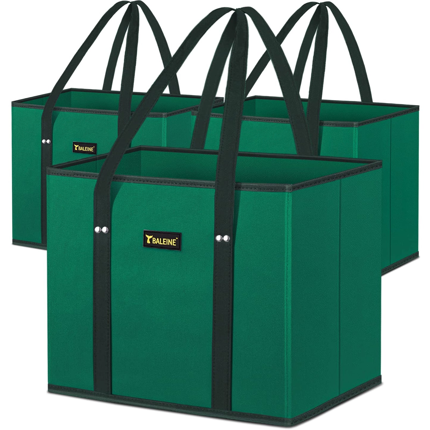 BALEINE 3Pk Reusable Grocery Bags, Foldable Shopping Bags for Groceries with Reinforced Bottom & Handles (Antique Foliage)