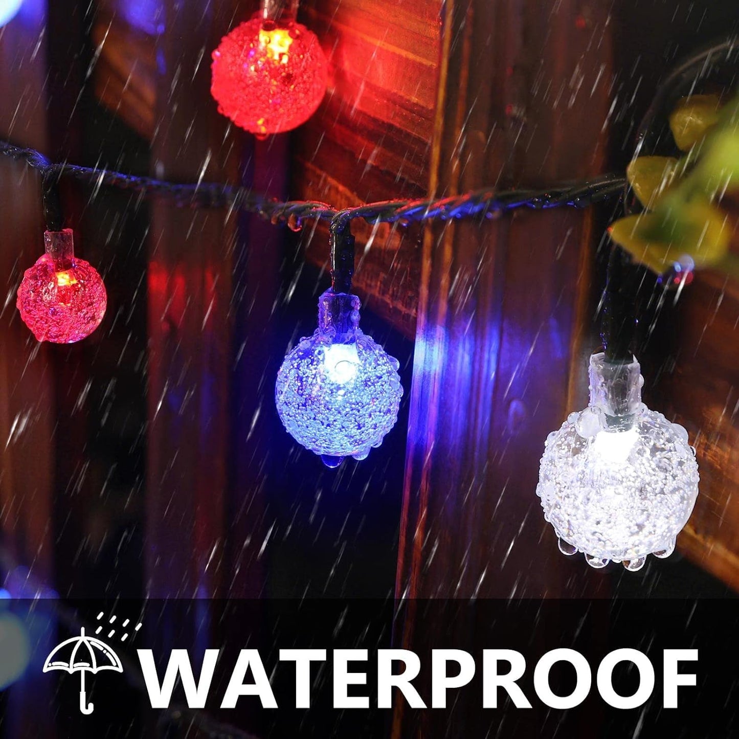 Solar String Lights, Small Crystal Ball ，Outdoor String Light 60 LED 40ft 8 Lighting Modes Waterproof Solar Powered Patio Solar Light for Garden Yard Porch Wedding Party Decor (Warm White)