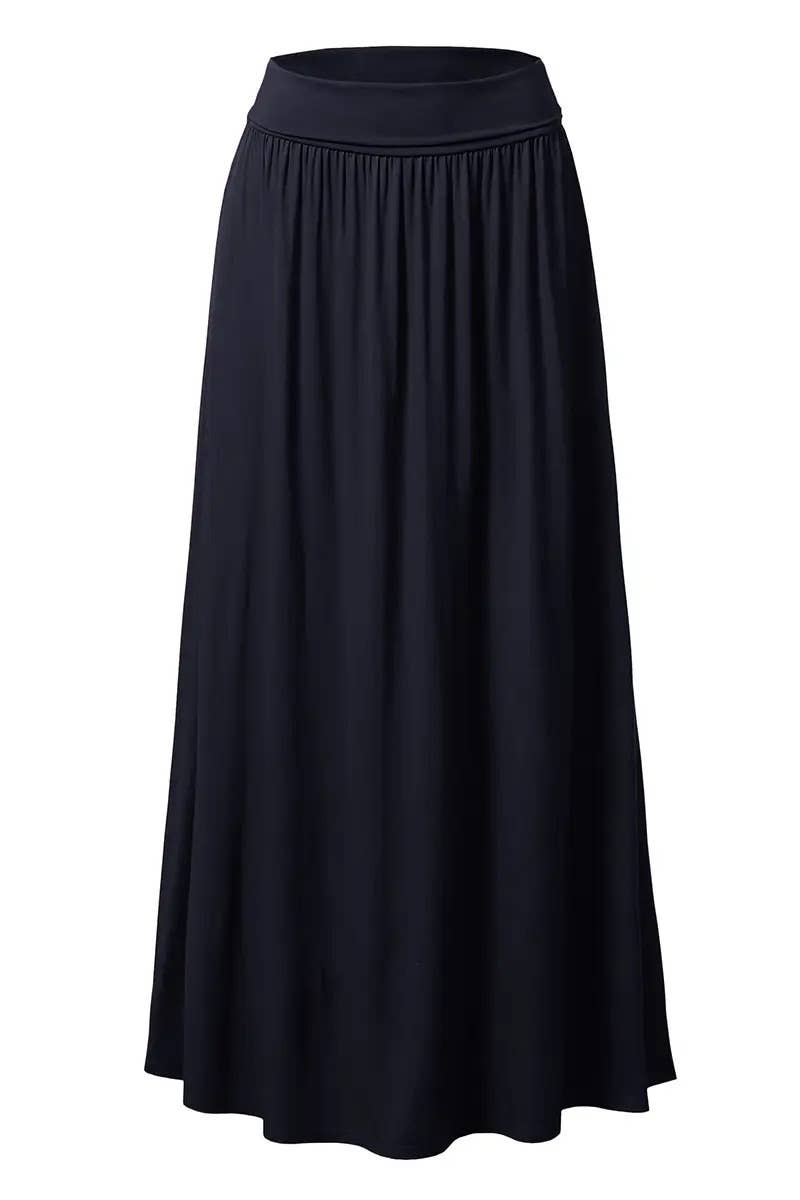 High Waist Pleated Elastic Maxi Skirt Women