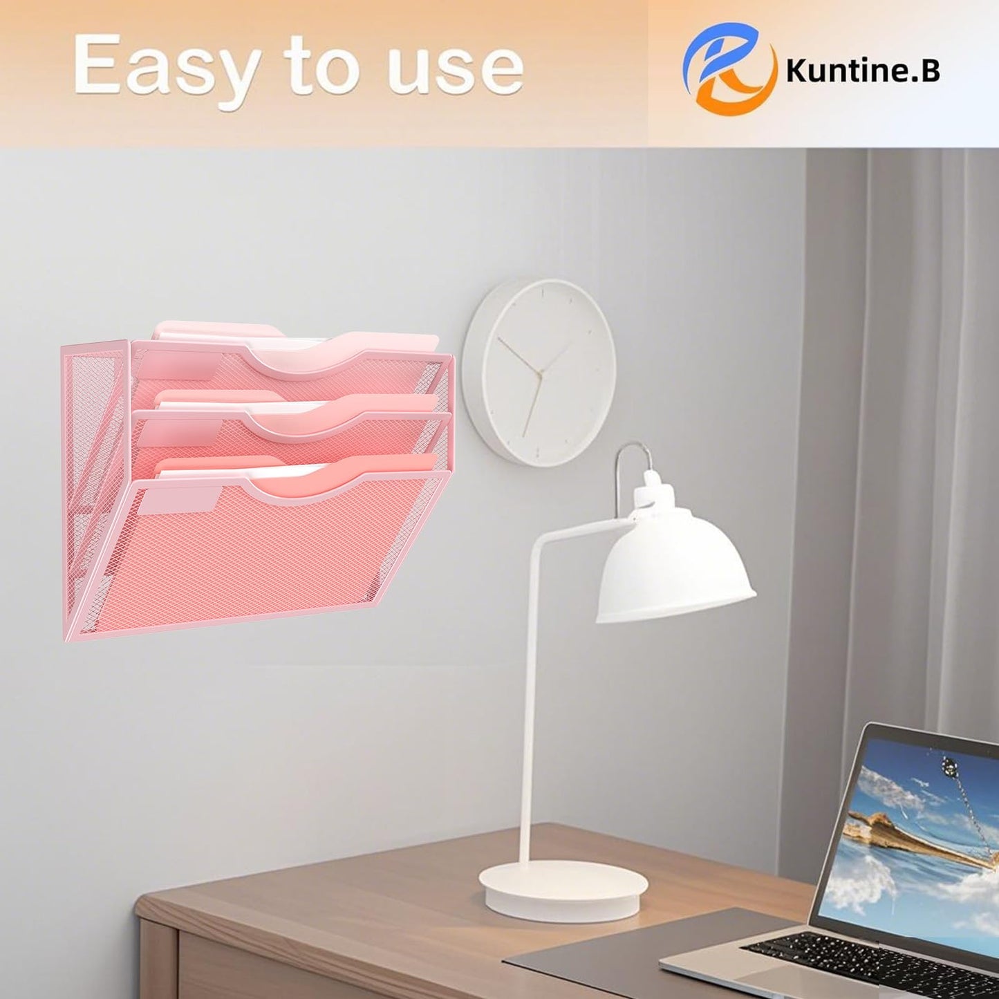 Kuntine.B 5 Pocket Wall File Holder Organizer Office Hanging Magazine Holder Wall File Organizer for Office Home (Black, 5 Tier)