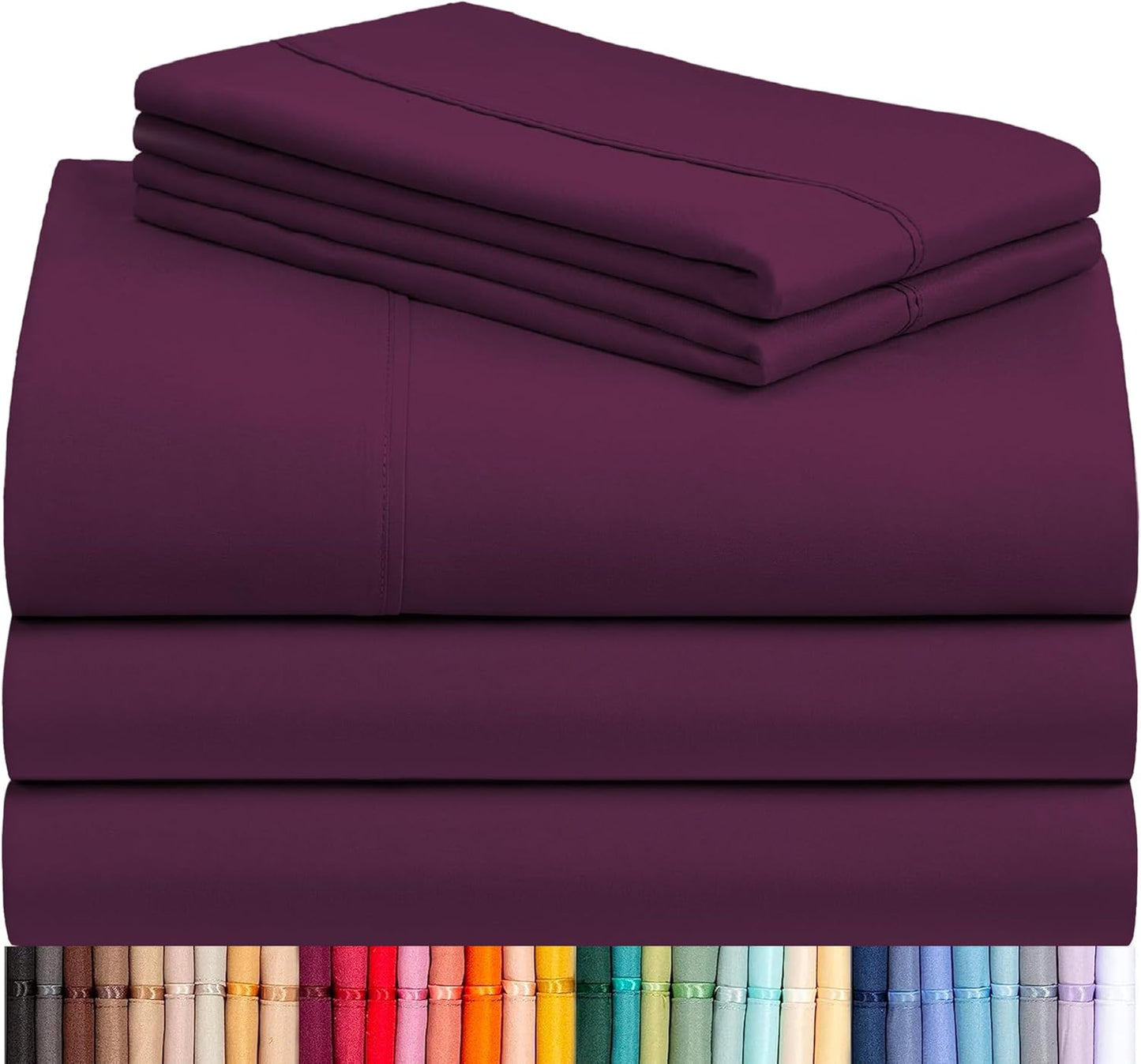 LuxClub 4 PC Full Sheet Set, Breathable Luxury Bed Sheets, Deep Pockets 18" Wrinkle Free Cooling Bed Sheets Machine Washable Hotel Bedding Silky Soft - Light Khaki Full