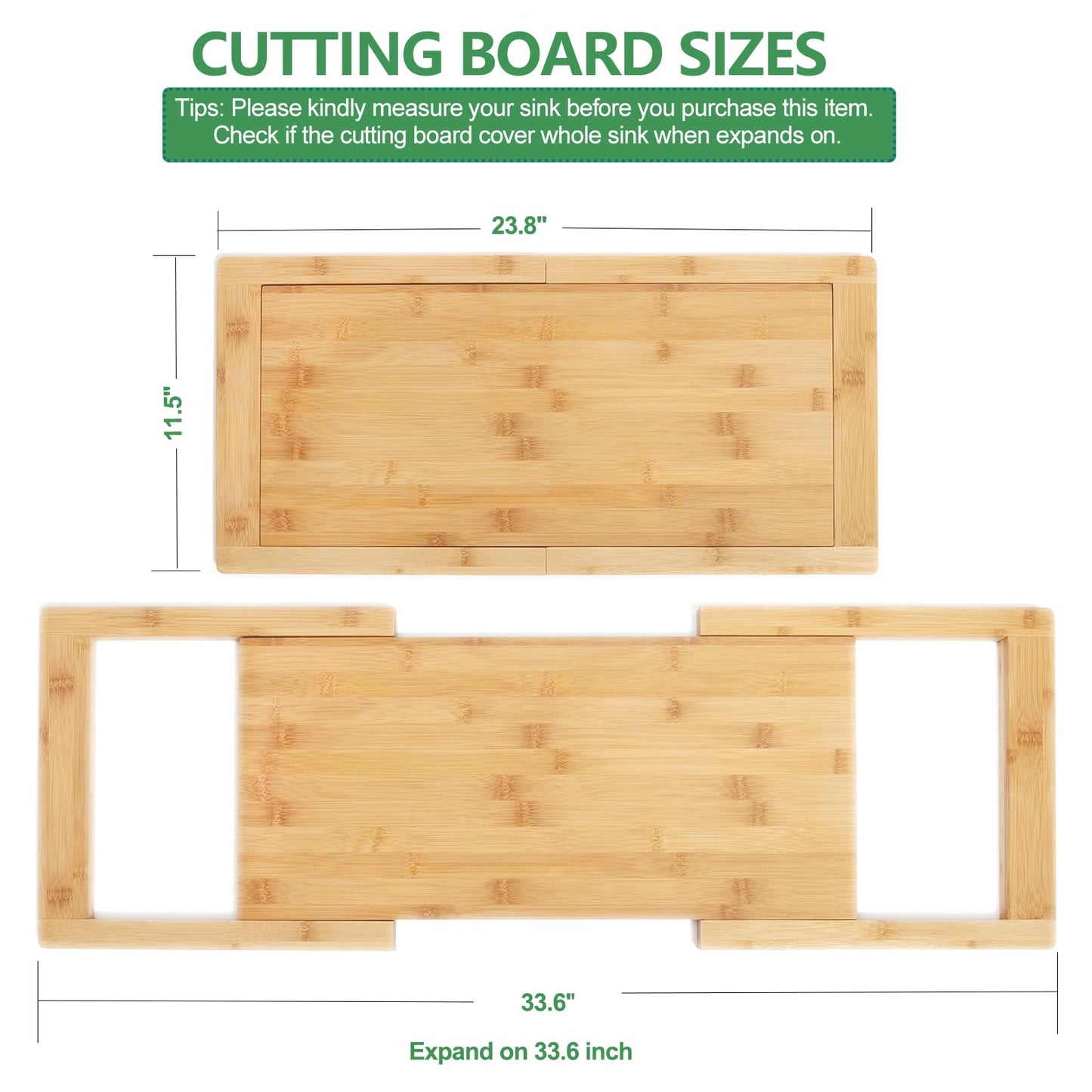 [2024 UPGRADE] Hifybaty Over The Sink Cutting Board - Expandable Cutting Board Over Sink, Bamboo Cutting Boards with Juice Groove, Kitchen Sink Cutting Board