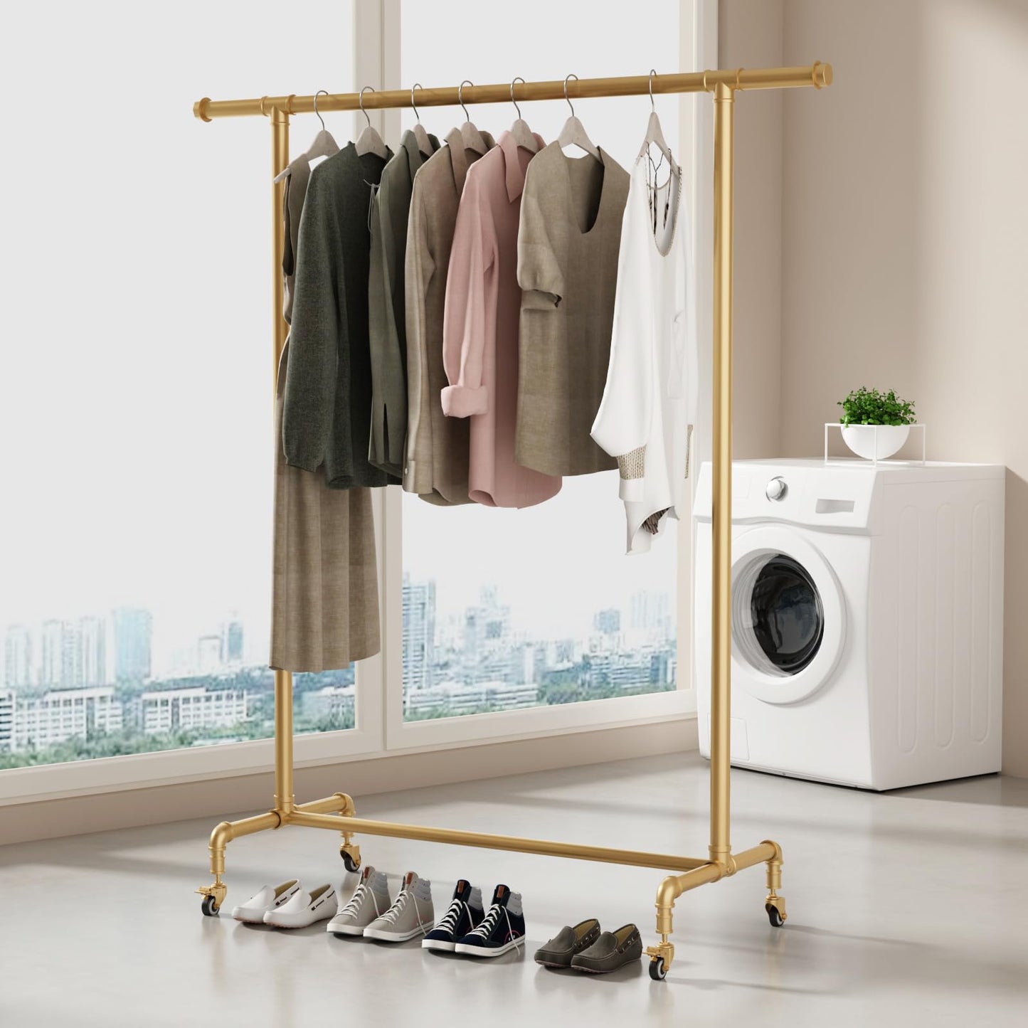 Industrial Pipe Clothing Rack,Wall Mounted Clothes Racks Closet Rods for Hanging Clothes Pipe Clothing Rack Wall Mounted Double Rods-49'' BLACK