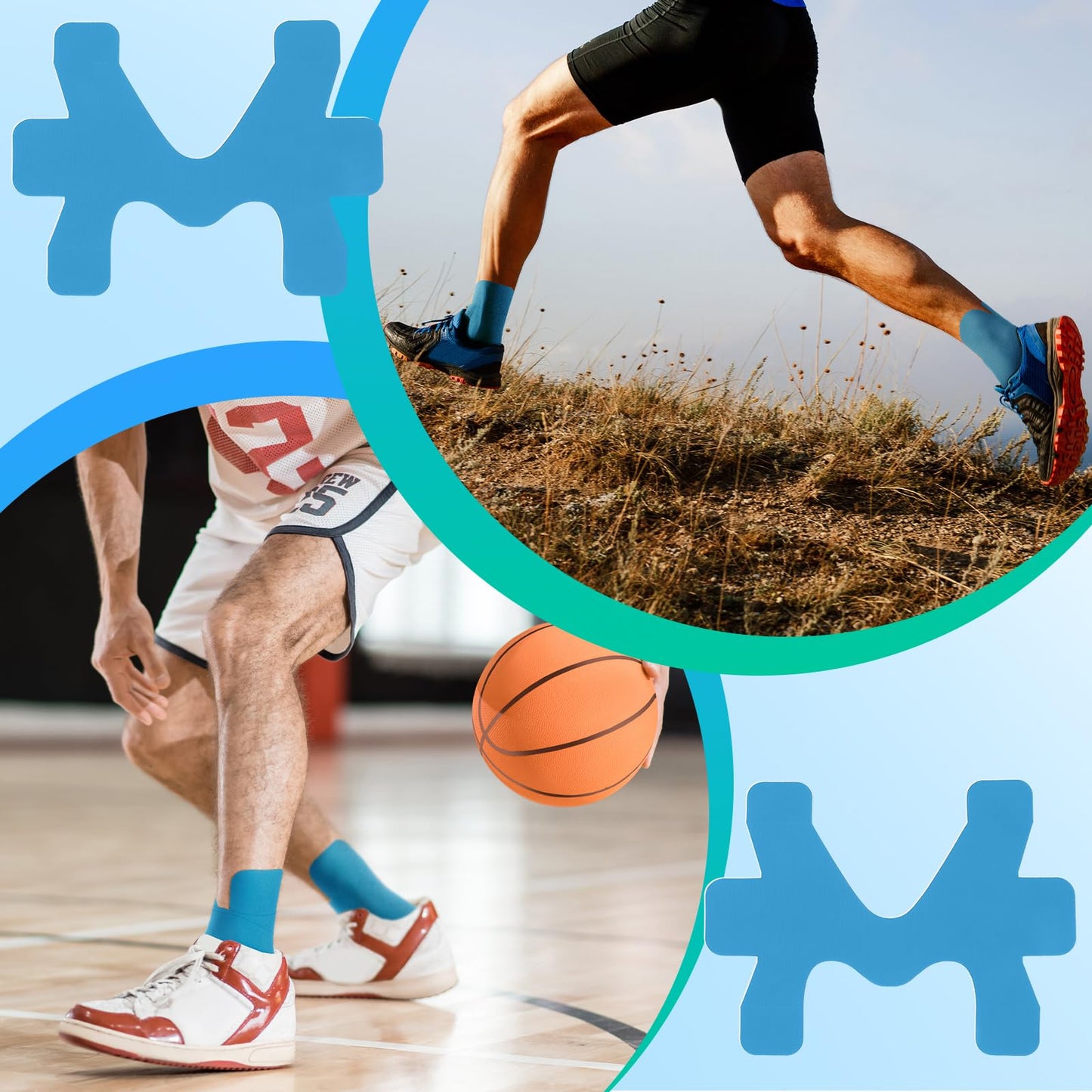 16 Pcs Kinesiology Tape for Ankle Tape Precut, Athletic Original Cotton Waterproof Breathable, Provides Support and Stability to The Target Area for Ligament and Muscle (Pink)