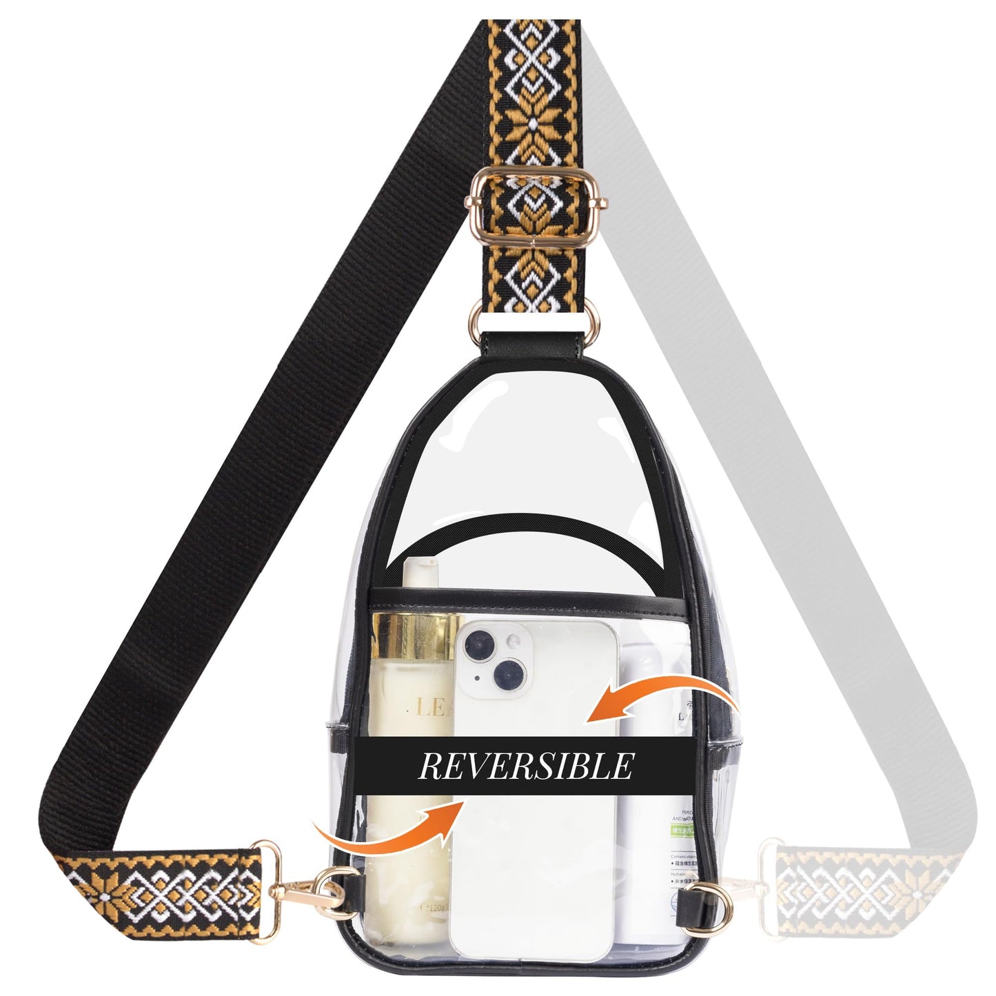 Clear Bag Stadium Approved Crossbody Sling Bag Fanny Pack Backpack Purse for Women Men for Sport Events