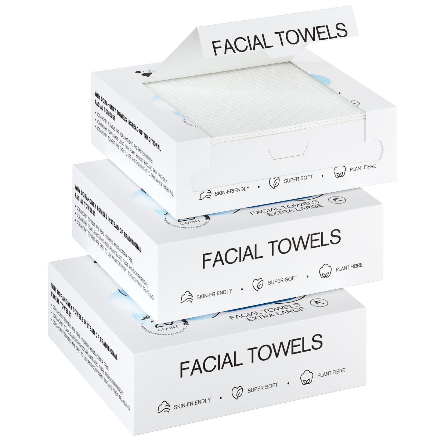 Disposable Face Towels, 12"×12" Extra Large Face Towelettes, Ultra Soft Facial Towels for Sensitive Skin, Makeup Remover Dry Wipes, 110 Count (2 Packs of 55)