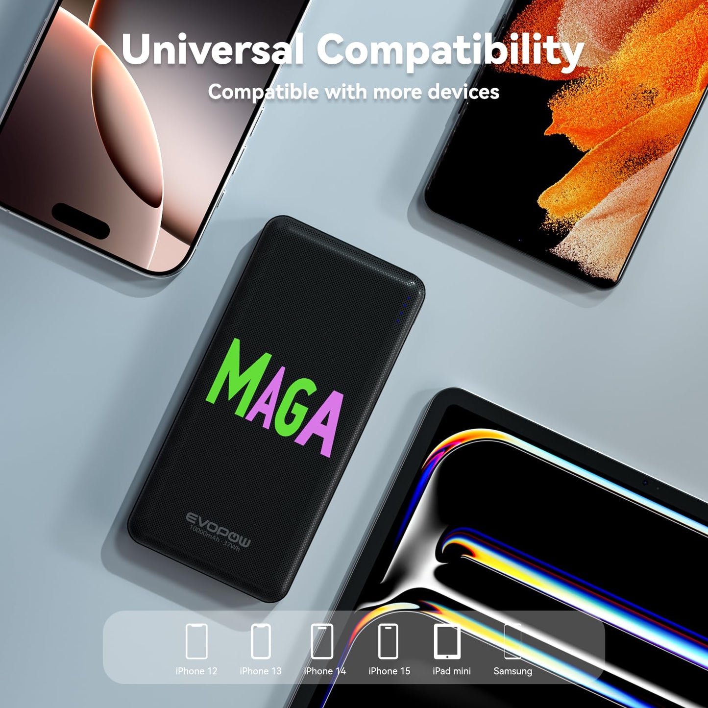 2-Pack Portable Charger, Slimmer 10000mAh 15W Power Bank, USB C in&Out Fast Charging Battery Pack, External Portable Power Bank for iPhone 16 15 14 13 12 iPad Airpods Samsung S23 S22 Pixel etc