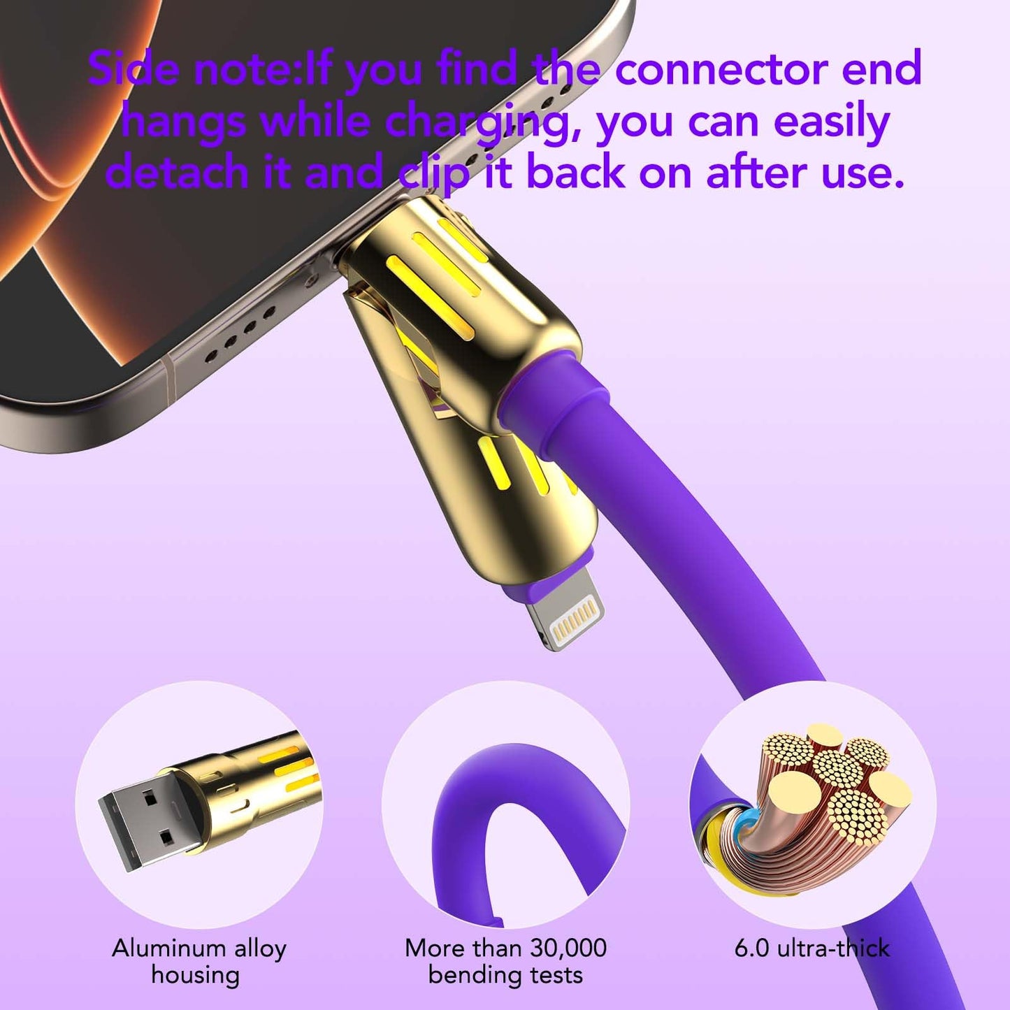 4-in-1 Universal Multi USB Charging Cable – 240W Max Fast Charger Cord with Multiple Connectors for iPhone 16/15/14/13, iPad, Samsung, MacBook, Tablets & More (Rich Black, 6.6Ft)