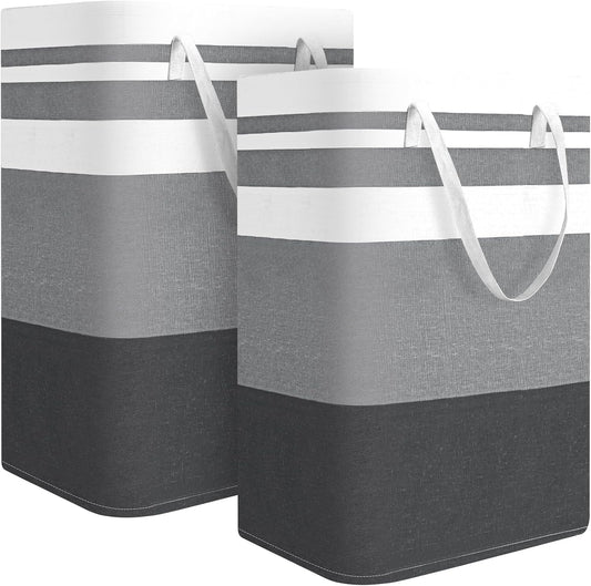 2-Pack Large Laundry Basket, Waterproof, Freestanding Laundry Hamper, Collapsible Tall Clothes Hamper with Extended Handles for Clothes Toys in the Dorm and Family