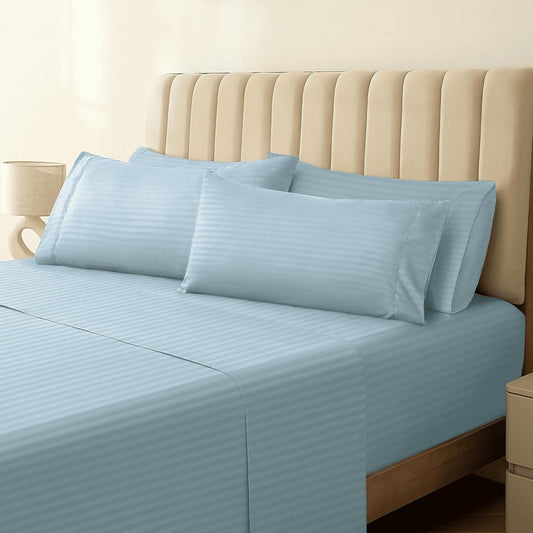LuxClub 4 PC Full Sheet Set, Breathable Luxury Bed Sheets, Deep Pockets 18" Wrinkle Free Cooling Bed Sheets Machine Washable Hotel Bedding Silky Soft - Light Khaki Full