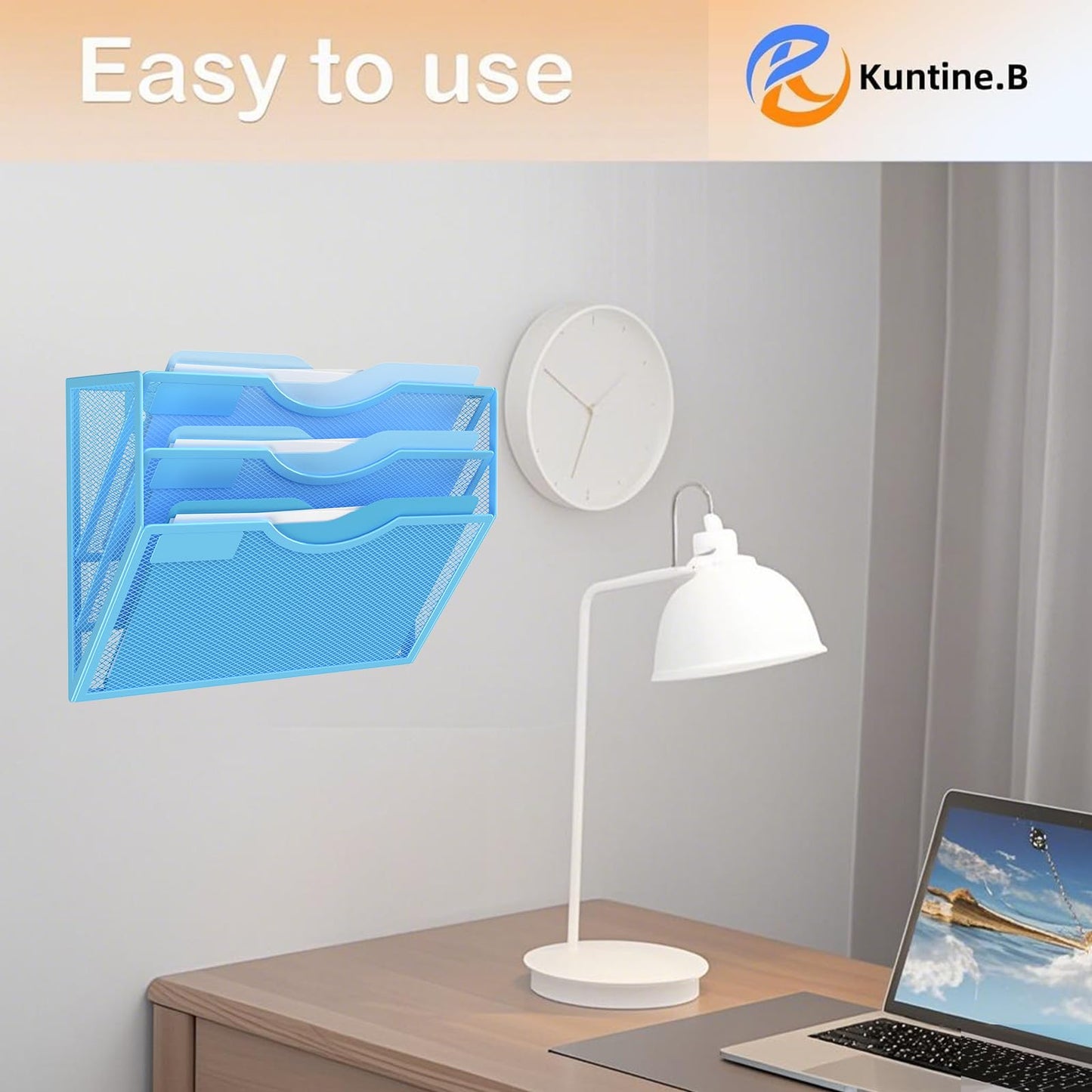 Kuntine.B 5 Pocket Wall File Holder Organizer Office Hanging Magazine Holder Wall File Organizer for Office Home (Black, 5 Tier)