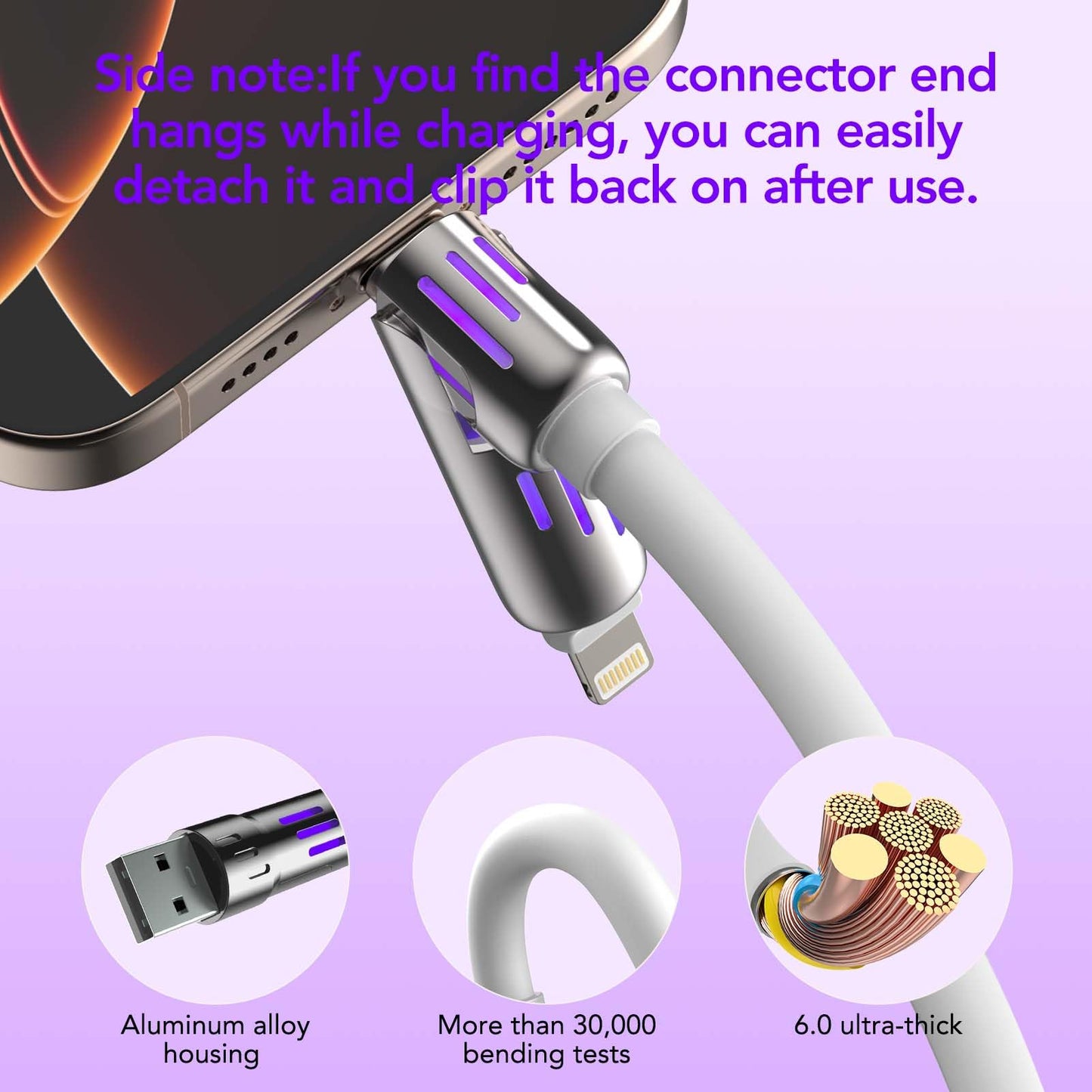 4-in-1 Universal Multi USB Charging Cable – 240W Max Fast Charger Cord with Multiple Connectors for iPhone 16/15/14/13, iPad, Samsung, MacBook, Tablets & More (Rich Black, 6.6Ft)