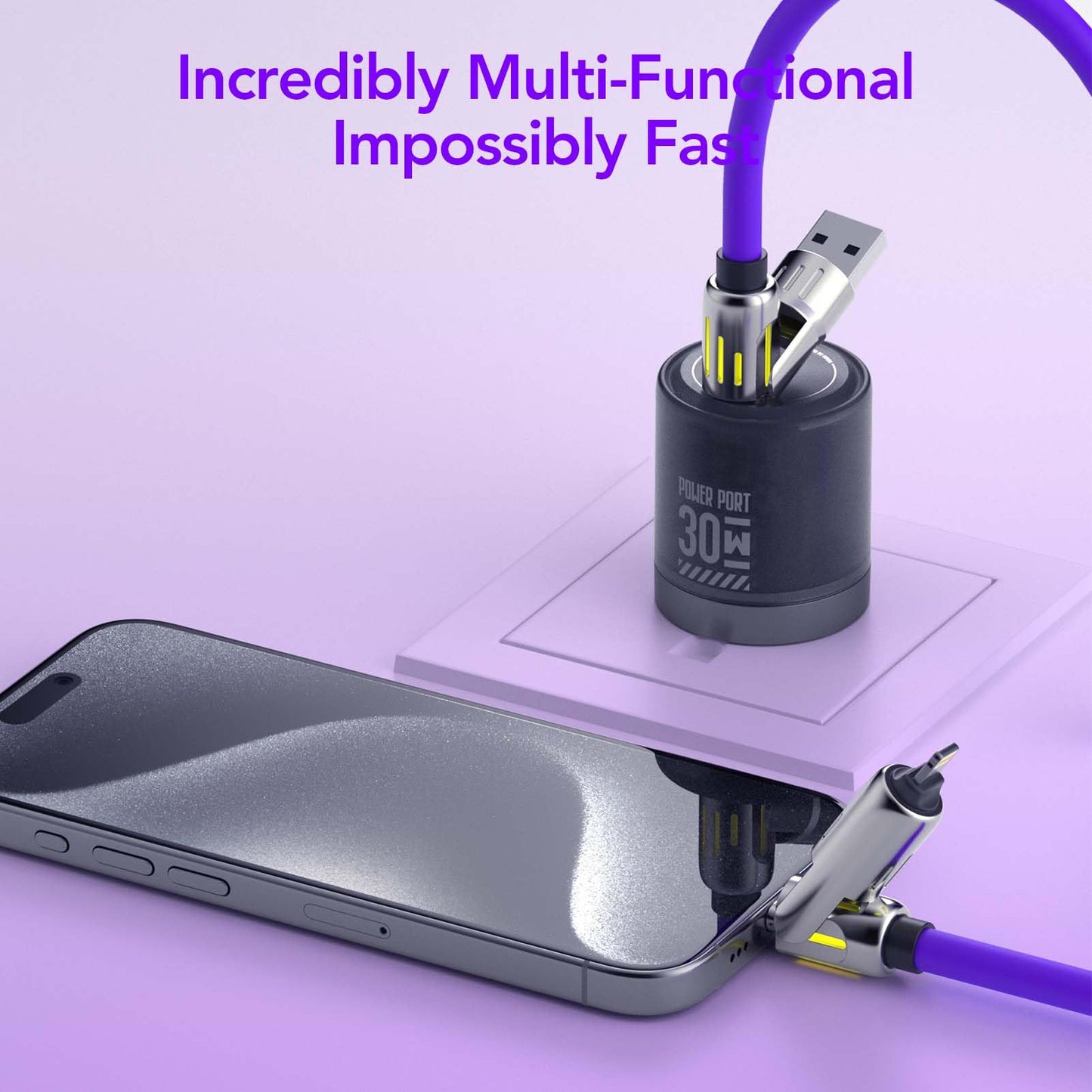 4-in-1 Universal Multi USB Charging Cable – 240W Max Fast Charger Cord with Multiple Connectors for iPhone 16/15/14/13, iPad, Samsung, MacBook, Tablets & More (Rich Black, 6.6Ft)