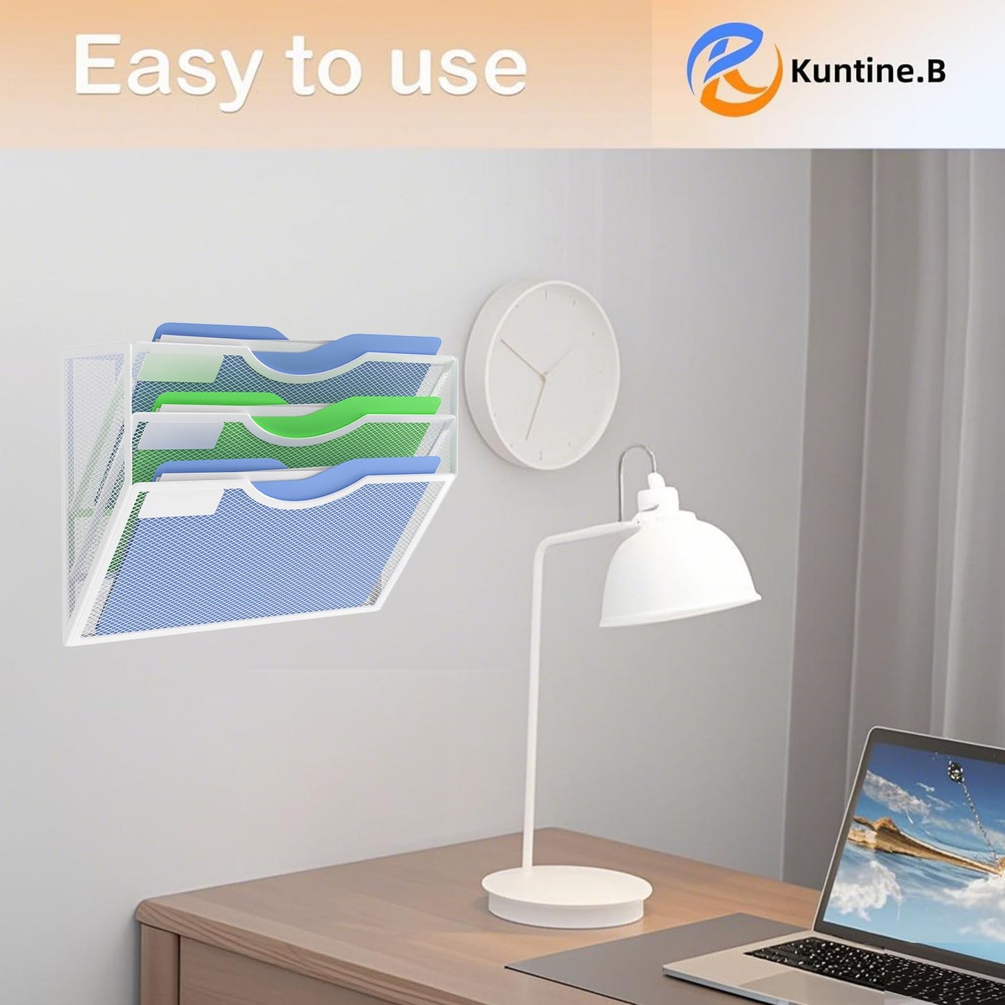 Kuntine.B 5 Pocket Wall File Holder Organizer Office Hanging Magazine Holder Wall File Organizer for Office Home (Black, 5 Tier)
