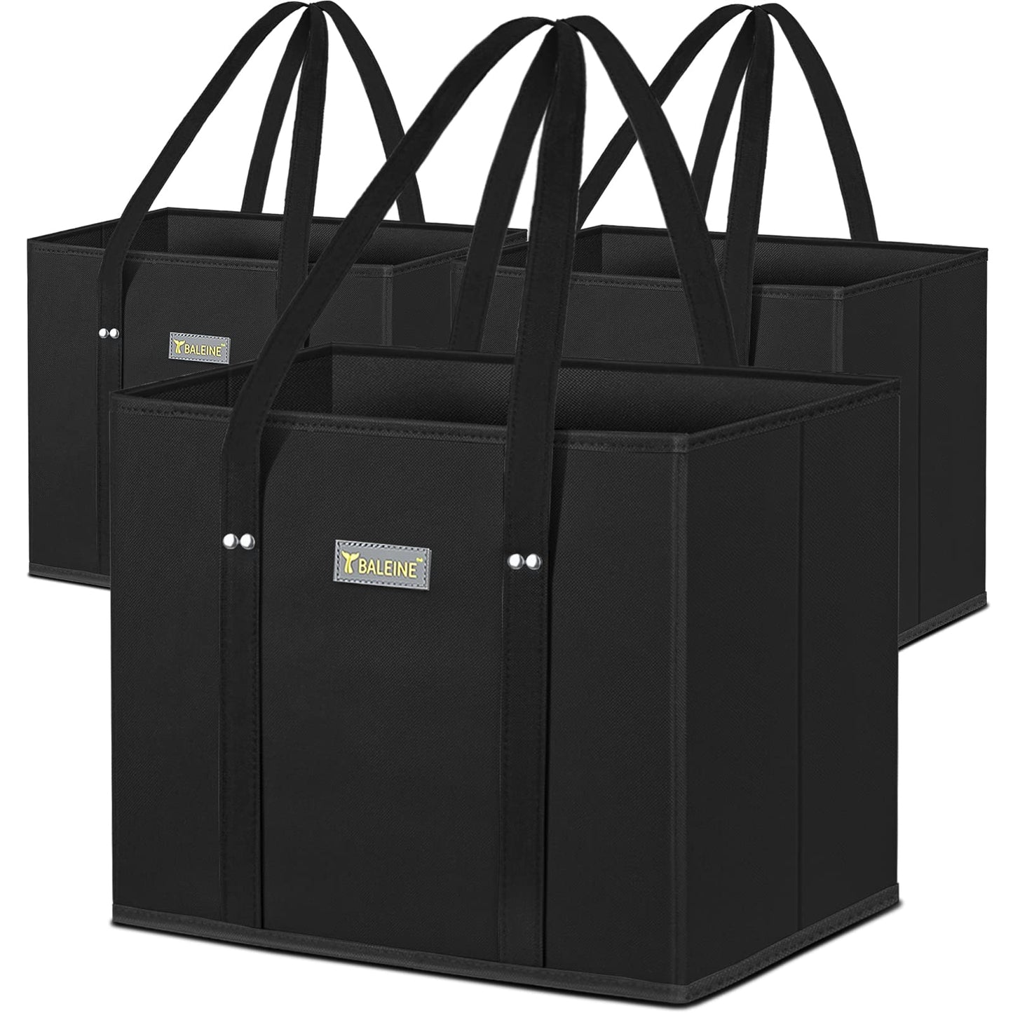 BALEINE 3Pk Reusable Grocery Bags, Foldable Shopping Bags for Groceries with Reinforced Bottom & Handles (Antique Foliage)