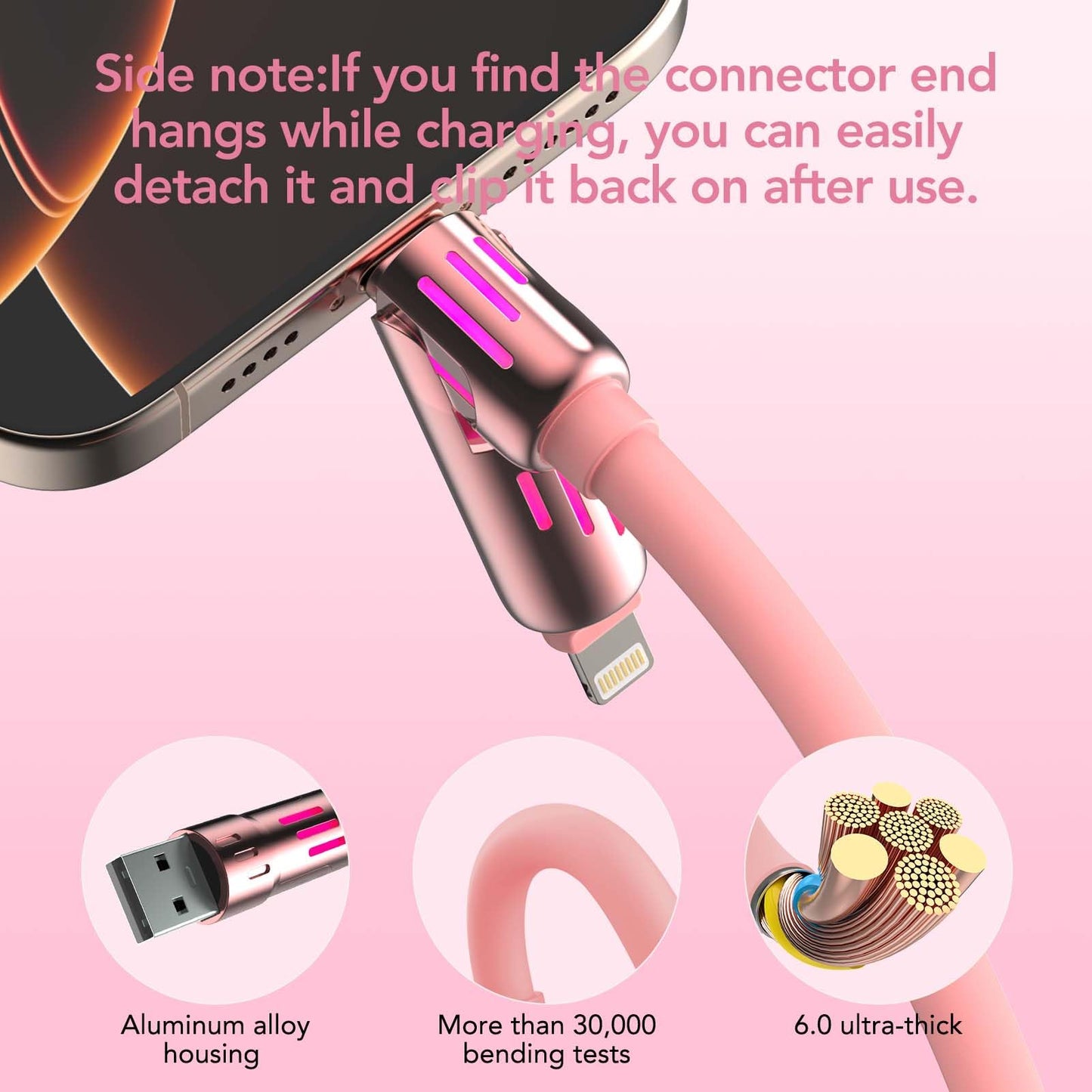 4-in-1 Universal Multi USB Charging Cable – 240W Max Fast Charger Cord with Multiple Connectors for iPhone 16/15/14/13, iPad, Samsung, MacBook, Tablets & More (Rich Black, 6.6Ft)