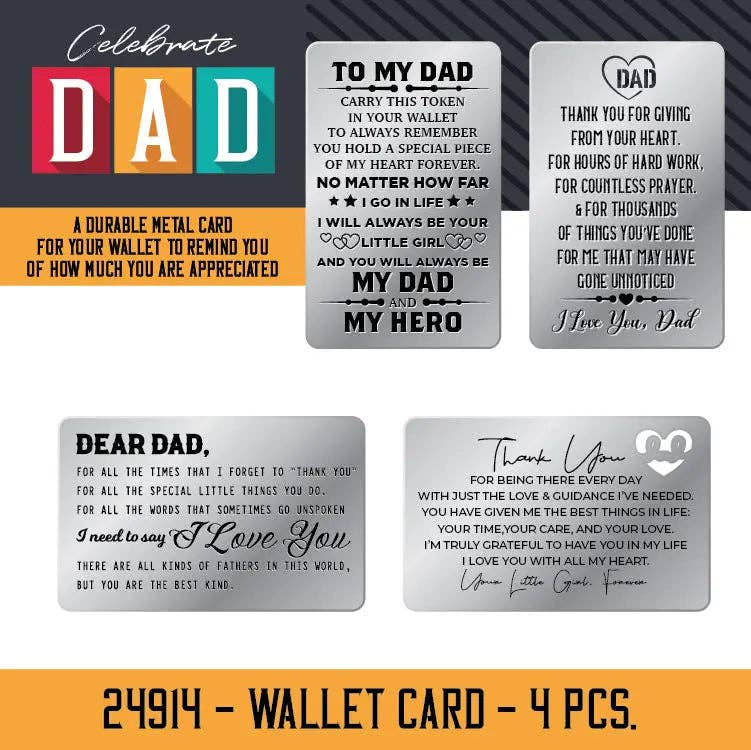 Father's Day Metal Wallet Keepsake Bulk Closeout Assortment