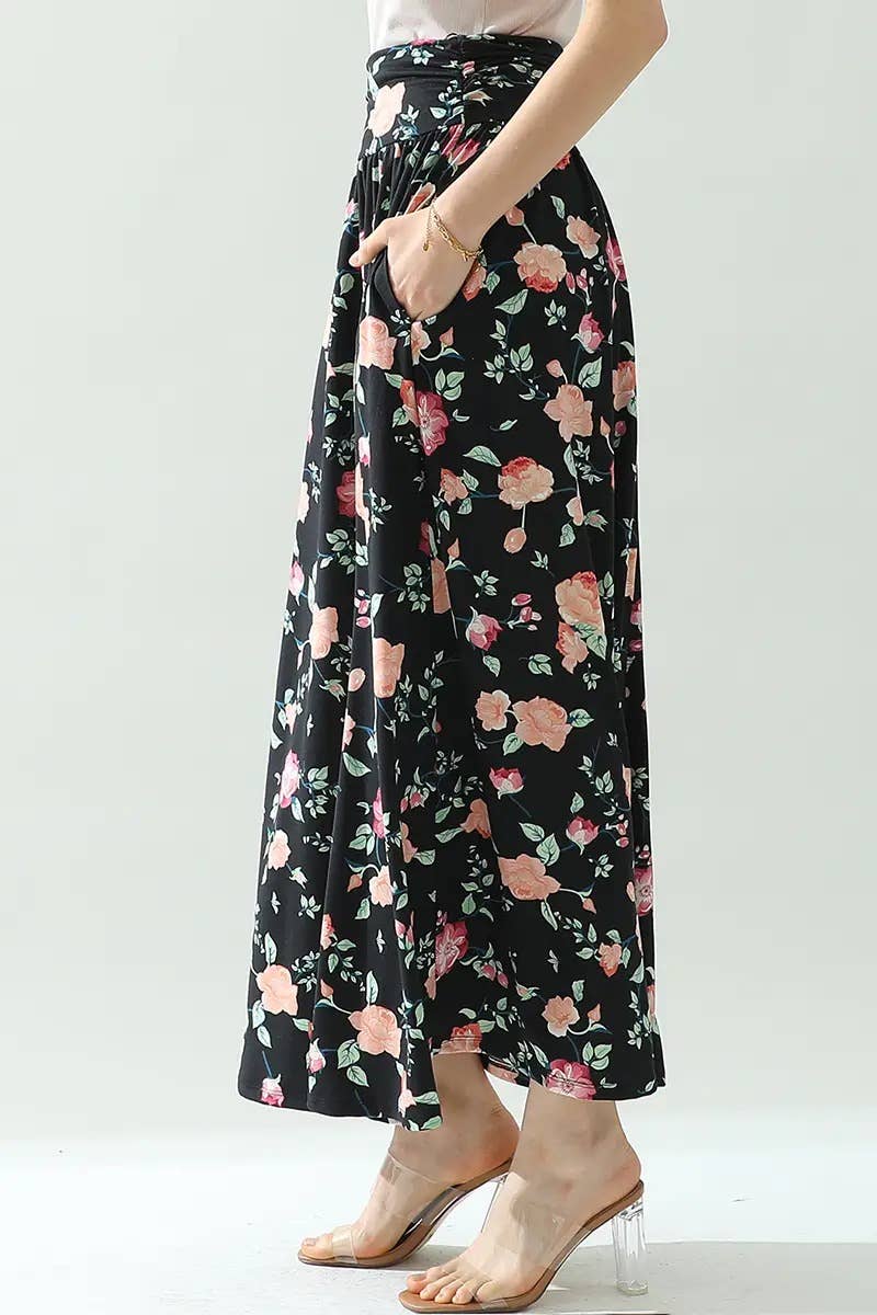 Women’s High-Waist Drawstring A-Line Maxi