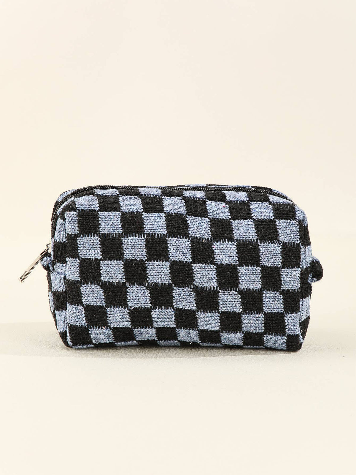Colorful Checkered travel zipper knit Cosmetic bag