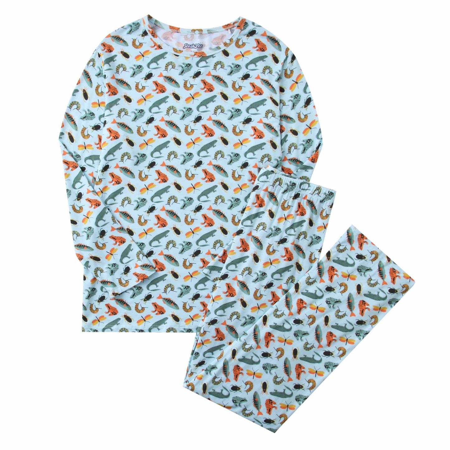 PoshTOT Crocodile Bamboo Adult Two-Piece Long Sleeve Pajama Set