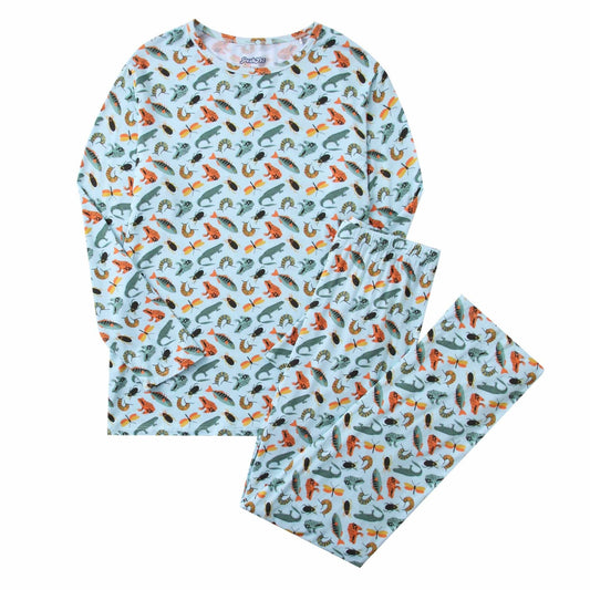 PoshTOT Crocodile Bamboo Adult Two-Piece Long Sleeve Pajama Set