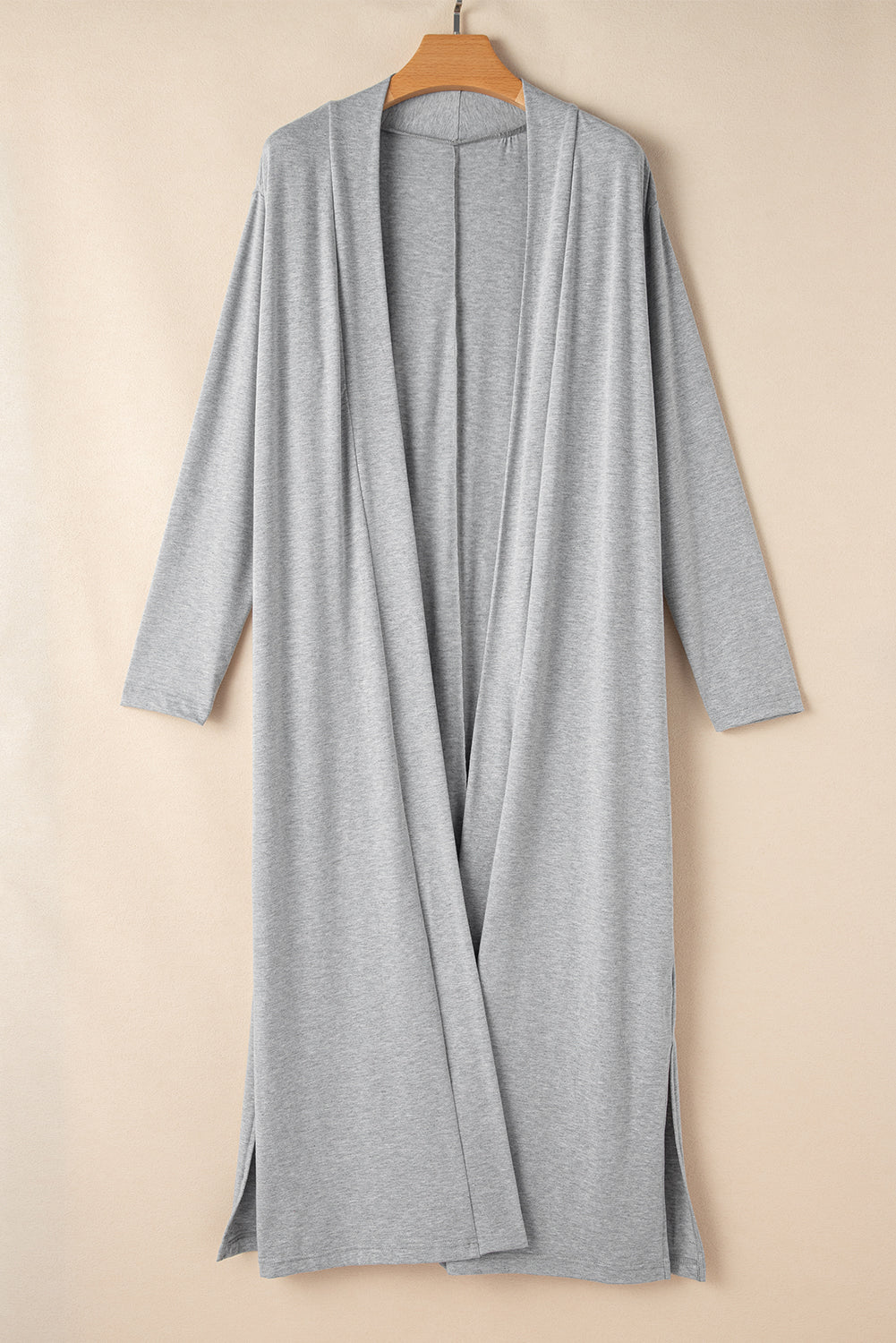 Parchment Split Long Cardigan and Skinny Pants Loungewear Set