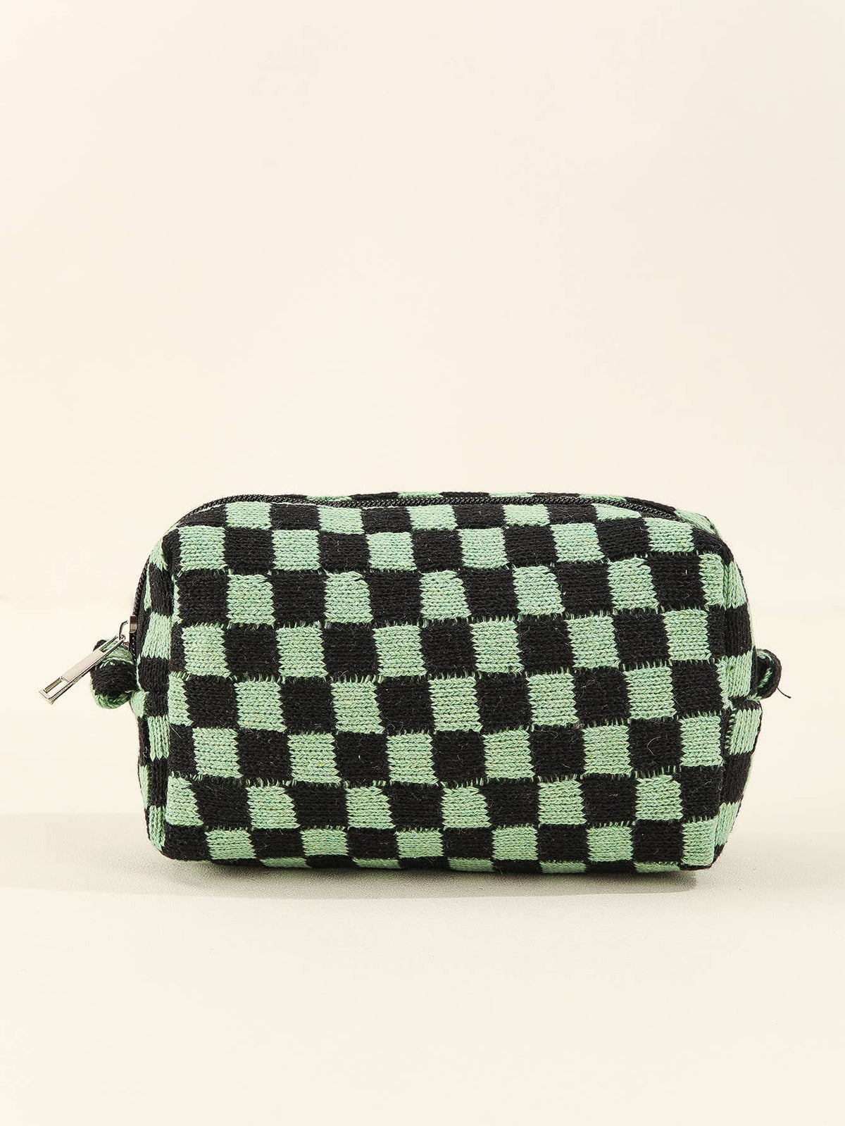 Colorful Checkered travel zipper knit Cosmetic bag