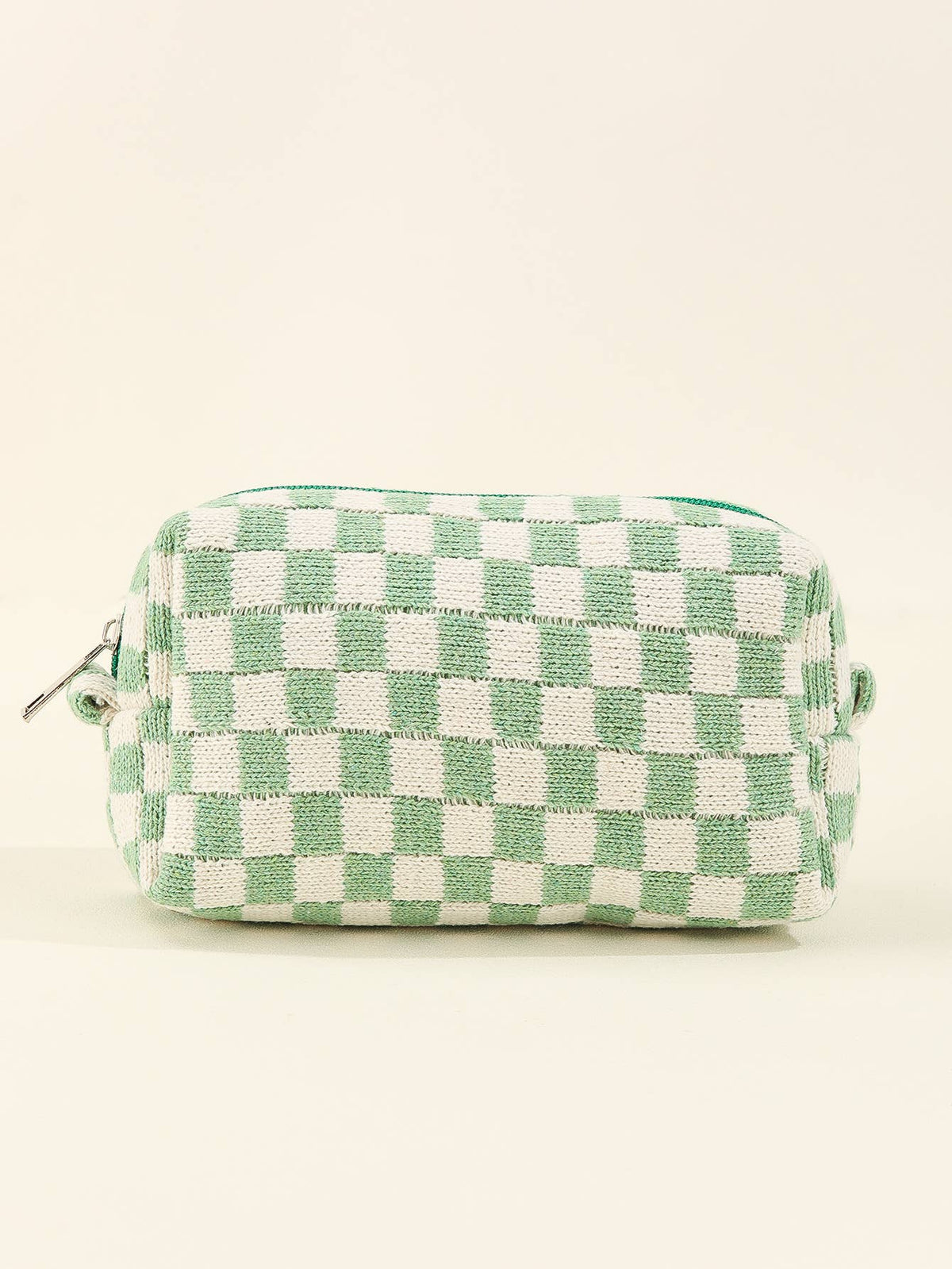 Colorful Checkered travel zipper knit Cosmetic bag