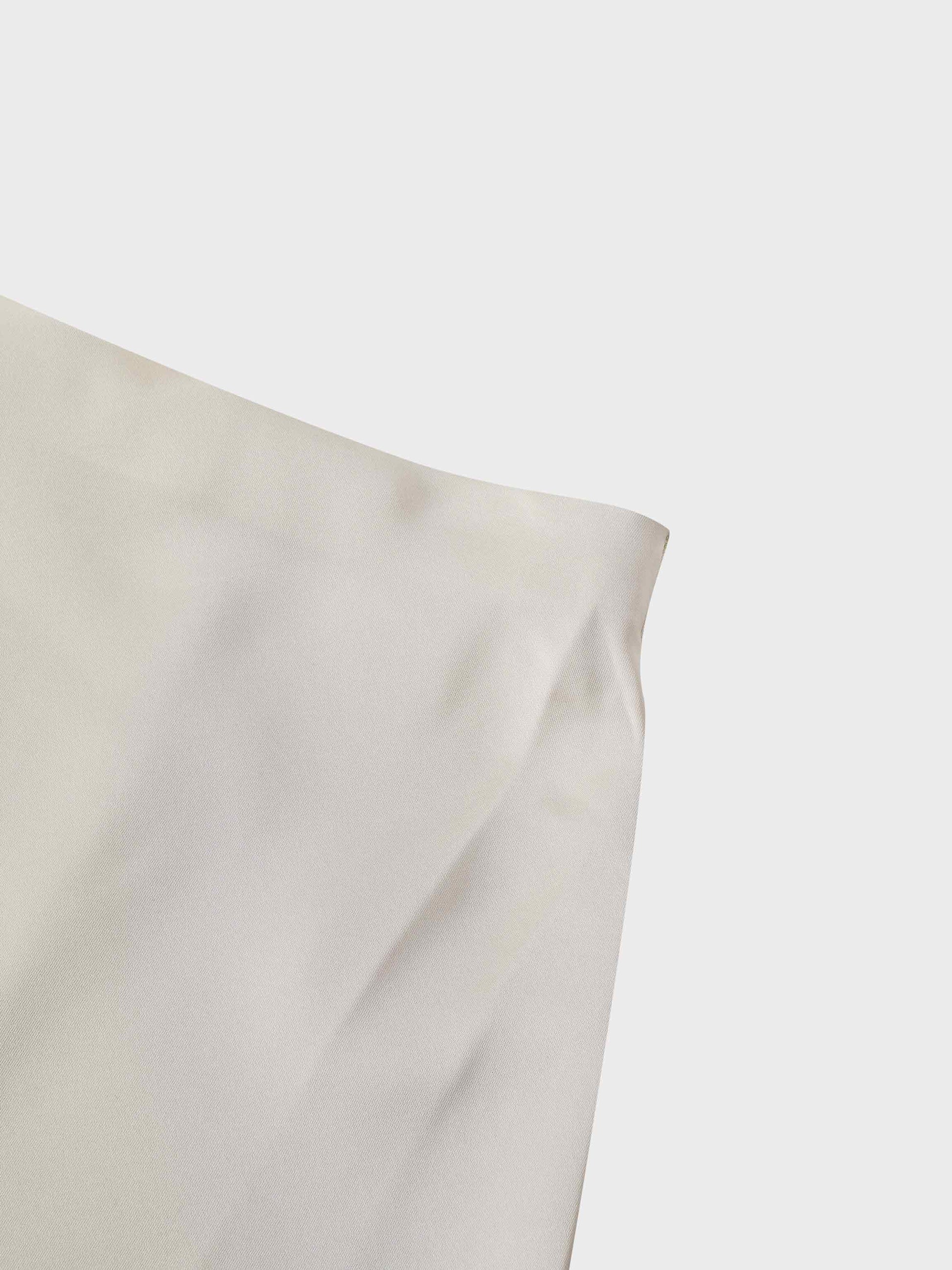 Solid Faux Satin Slip Skirt-Champagne-3