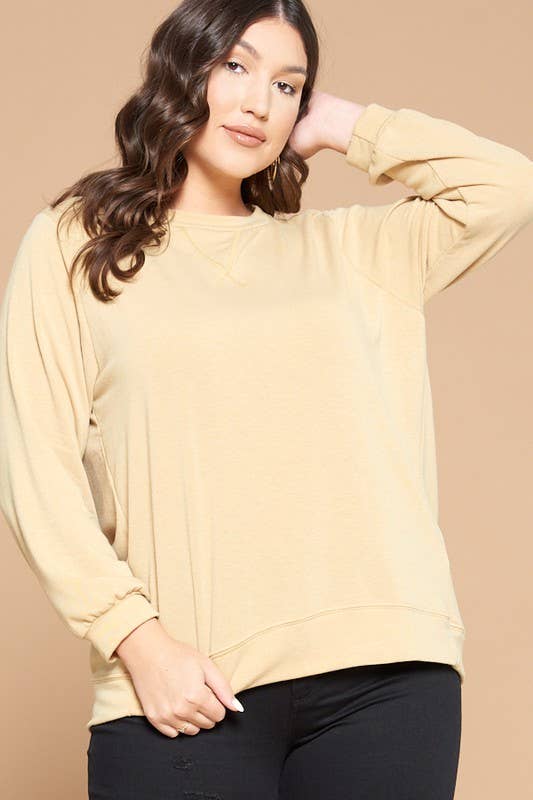 ETK-8192-PL Plus Size Solid French Terry Pullover
