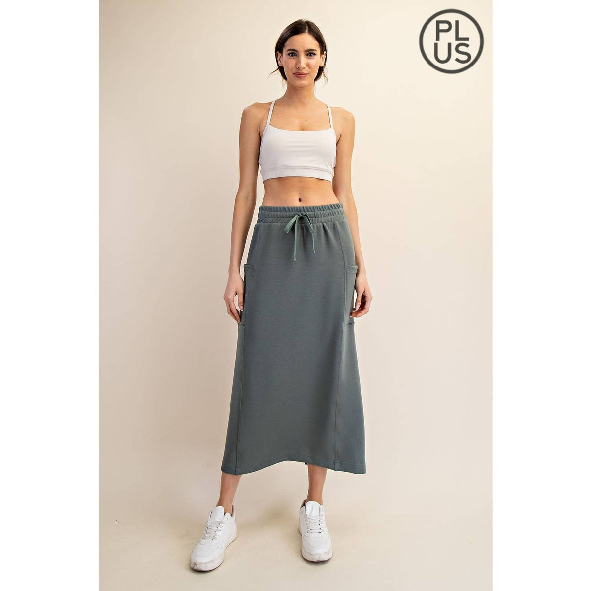 PLUS SIZE MODAL SCUBA LONG SKIRT
