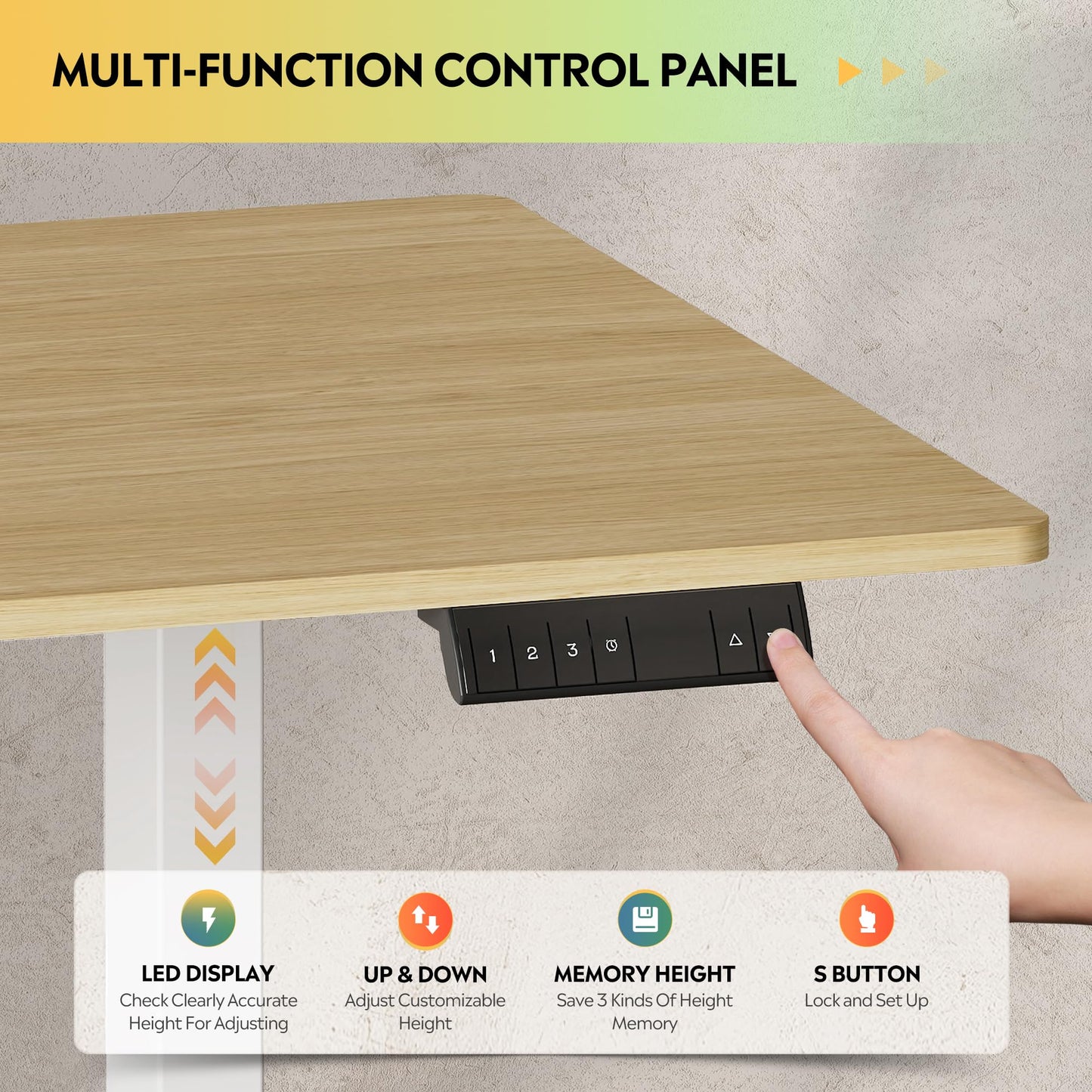 DEVAISE 48 X 24 Inches Electric Standing Desk,Height Adjustable Stand up Desk for Home Office, Ergonomic Sit to Stand Desk with Phone Holder,White