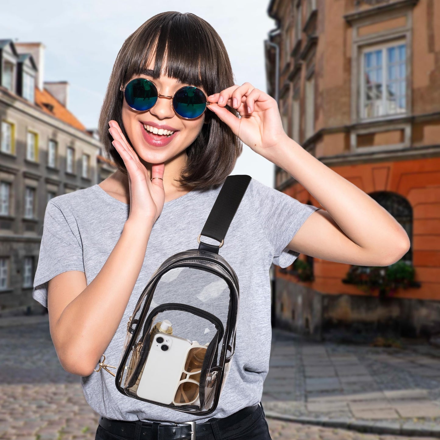 Clear Bag Stadium Approved Crossbody Sling Bag Fanny Pack Backpack Purse for Women Men for Sport Events