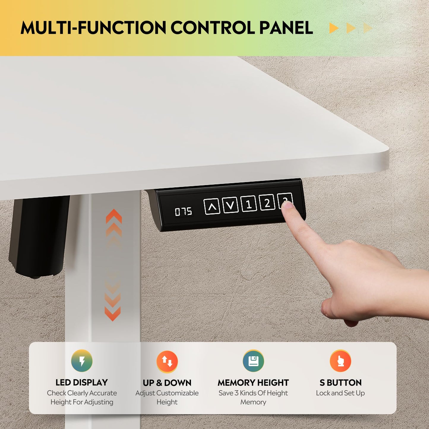 DEVAISE 48 X 24 Inches Electric Standing Desk,Height Adjustable Stand up Desk for Home Office, Ergonomic Sit to Stand Desk with Phone Holder,White