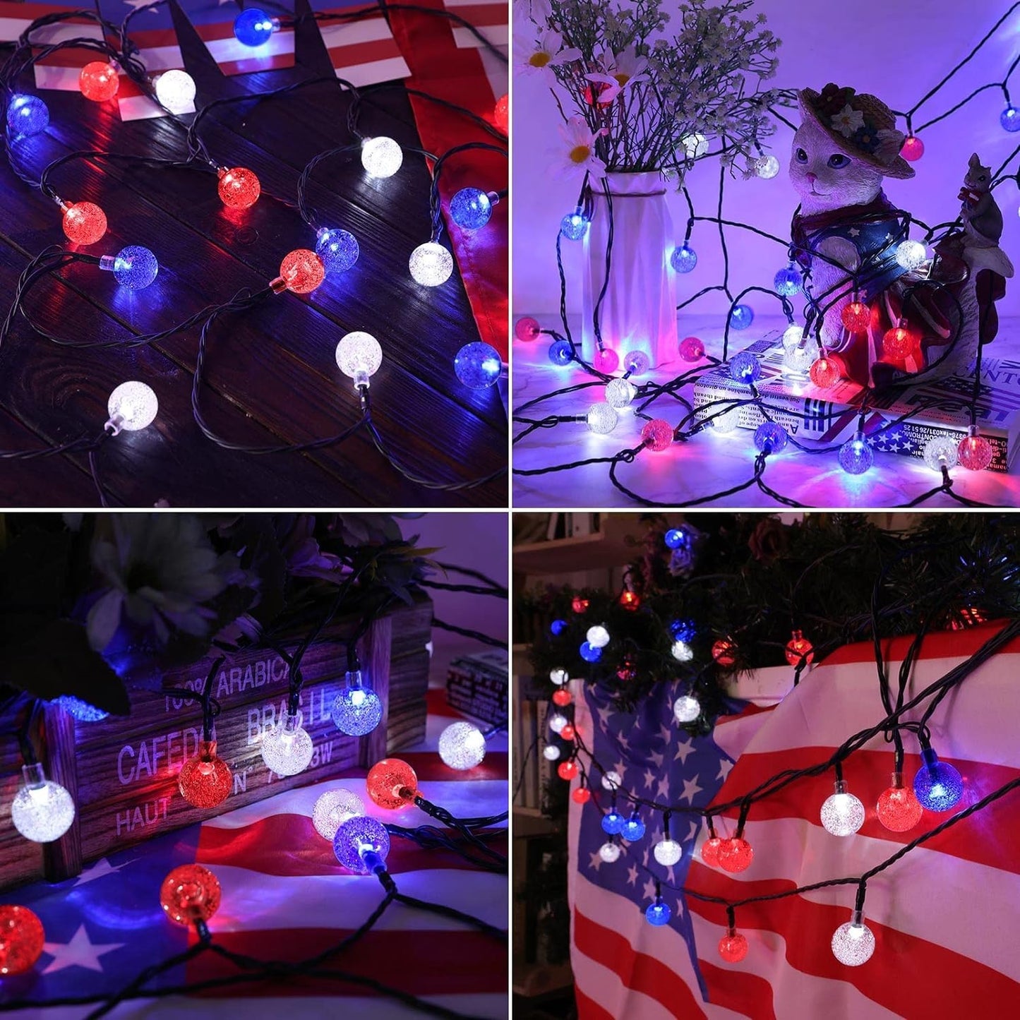 Solar String Lights, Small Crystal Ball ，Outdoor String Light 60 LED 40ft 8 Lighting Modes Waterproof Solar Powered Patio Solar Light for Garden Yard Porch Wedding Party Decor (Warm White)