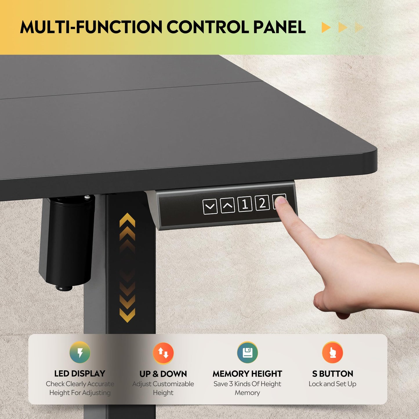 DEVAISE 48 X 24 Inches Electric Standing Desk,Height Adjustable Stand up Desk for Home Office, Ergonomic Sit to Stand Desk with Phone Holder,White