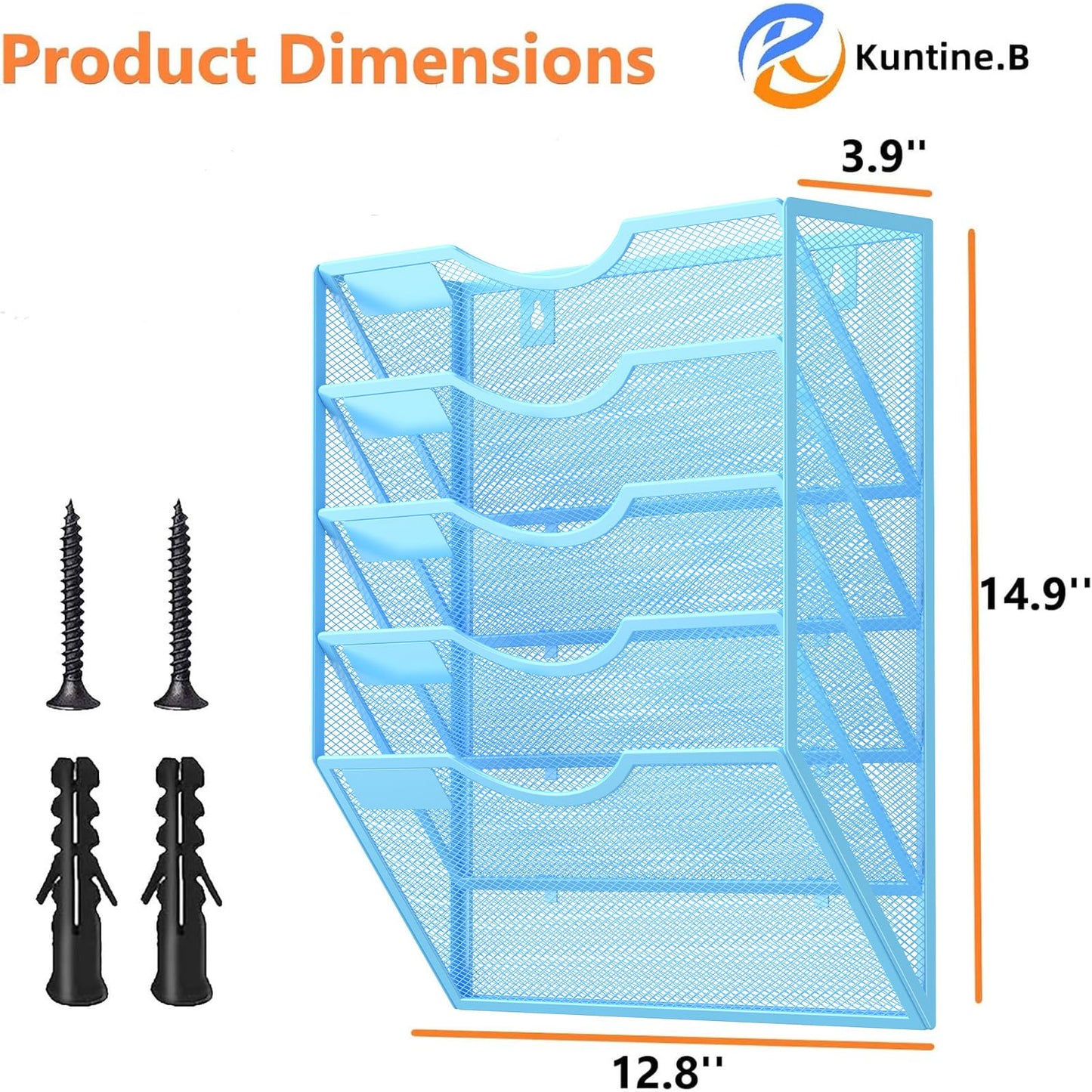 Kuntine.B 5 Pocket Wall File Holder Organizer Office Hanging Magazine Holder Wall File Organizer for Office Home (Black, 5 Tier)