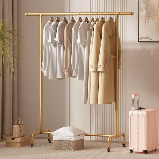 Industrial Pipe Clothing Rack,Wall Mounted Clothes Racks Closet Rods for Hanging Clothes Pipe Clothing Rack Wall Mounted Double Rods-49'' BLACK