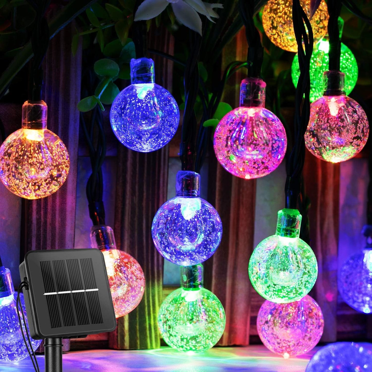Solar String Lights, Small Crystal Ball ，Outdoor String Light 60 LED 40ft 8 Lighting Modes Waterproof Solar Powered Patio Solar Light for Garden Yard Porch Wedding Party Decor (Warm White)