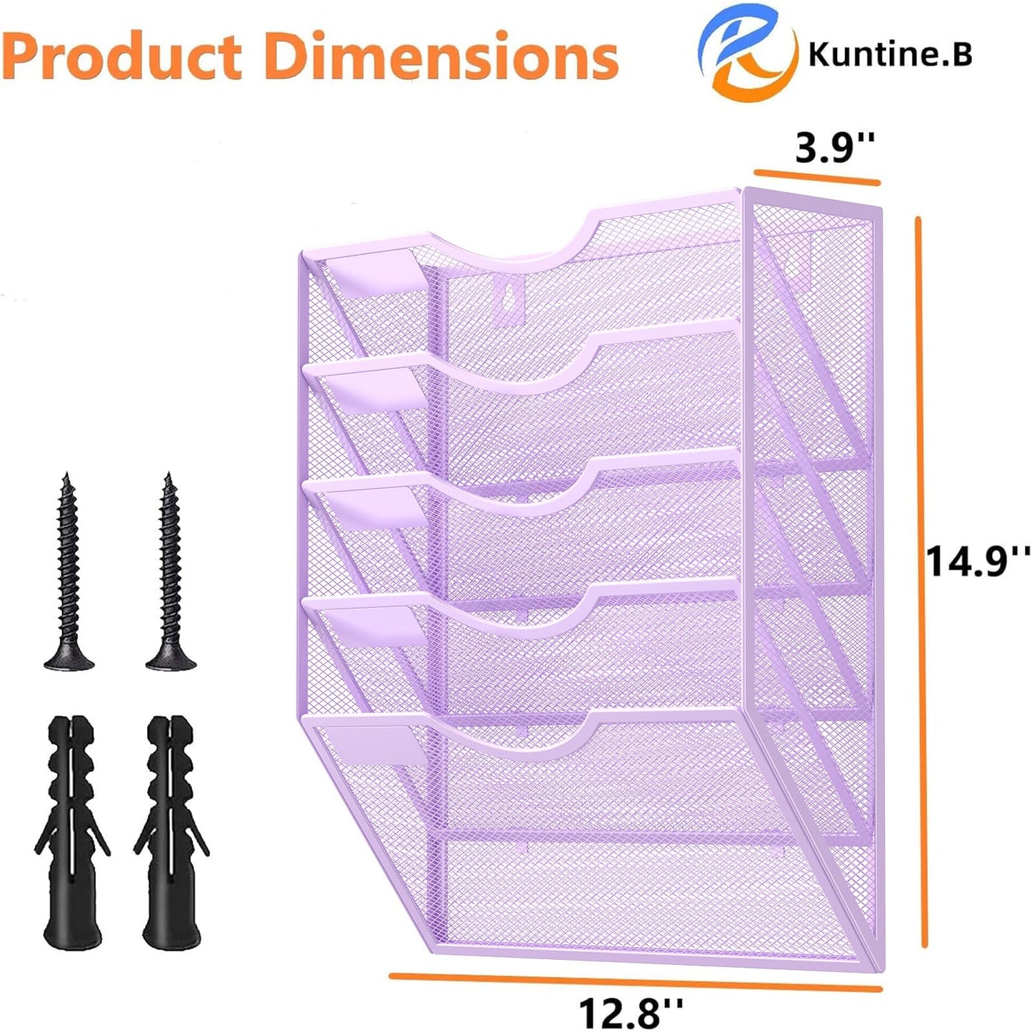 Kuntine.B 5 Pocket Wall File Holder Organizer Office Hanging Magazine Holder Wall File Organizer for Office Home (Black, 5 Tier)