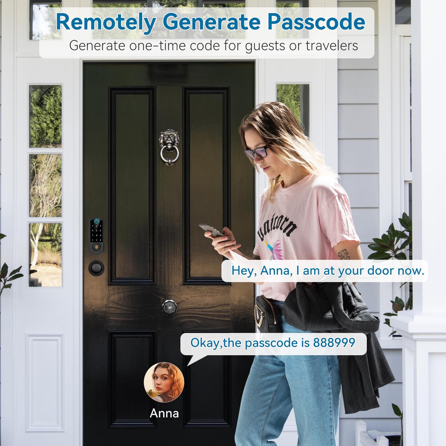 Harfo Fingerprint Smart Door Locks for Front Door with Handle Set, App Control, Keyless Entry Door Lock Keypad Deadbolt, Bluetooth Digital Electronic Touchscreen, Easy Install, Auto Lock, Black