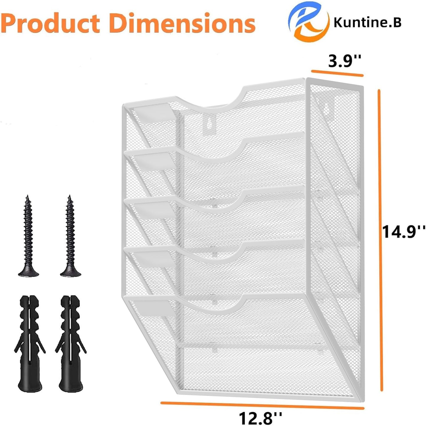 Kuntine.B 5 Pocket Wall File Holder Organizer Office Hanging Magazine Holder Wall File Organizer for Office Home (Black, 5 Tier)