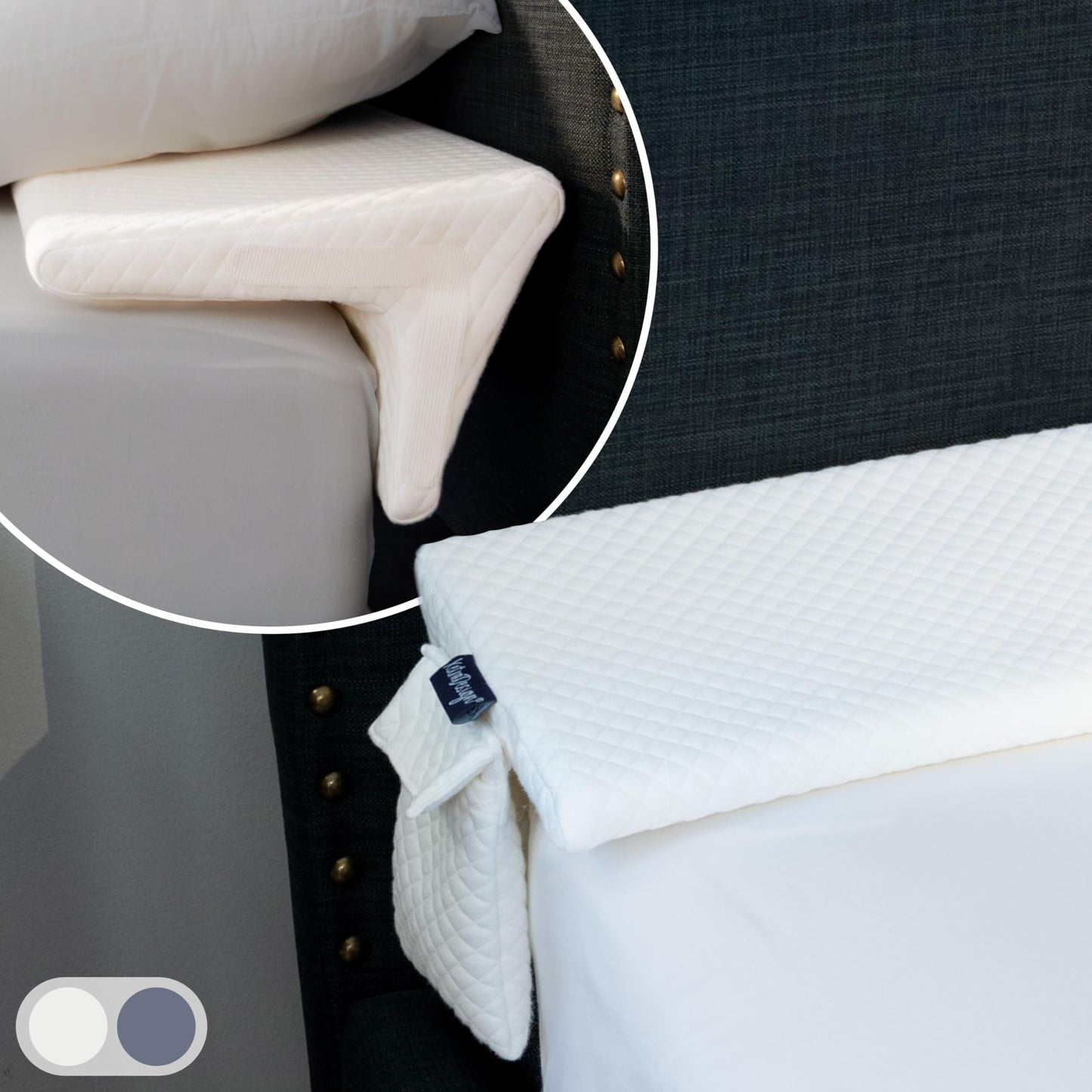 Bed Wedge Pillow for Headboard Gap Up to 7", Triangle Pillow Wedge for Headboard Gap, Bed Gap Filler, Mattress Wedge Gap Filler, Headboard Space Filler, Corner Pillow, Grey Twin 39"