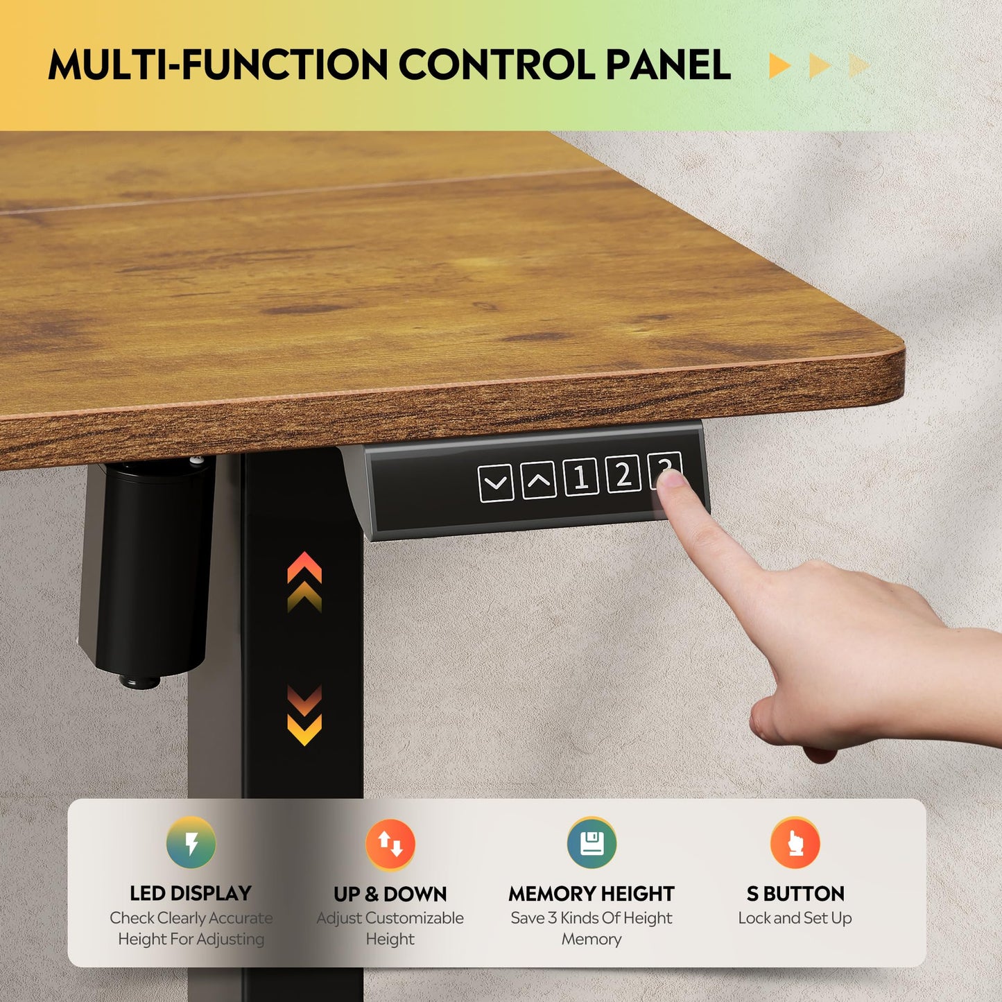 DEVAISE 48 X 24 Inches Electric Standing Desk,Height Adjustable Stand up Desk for Home Office, Ergonomic Sit to Stand Desk with Phone Holder,White